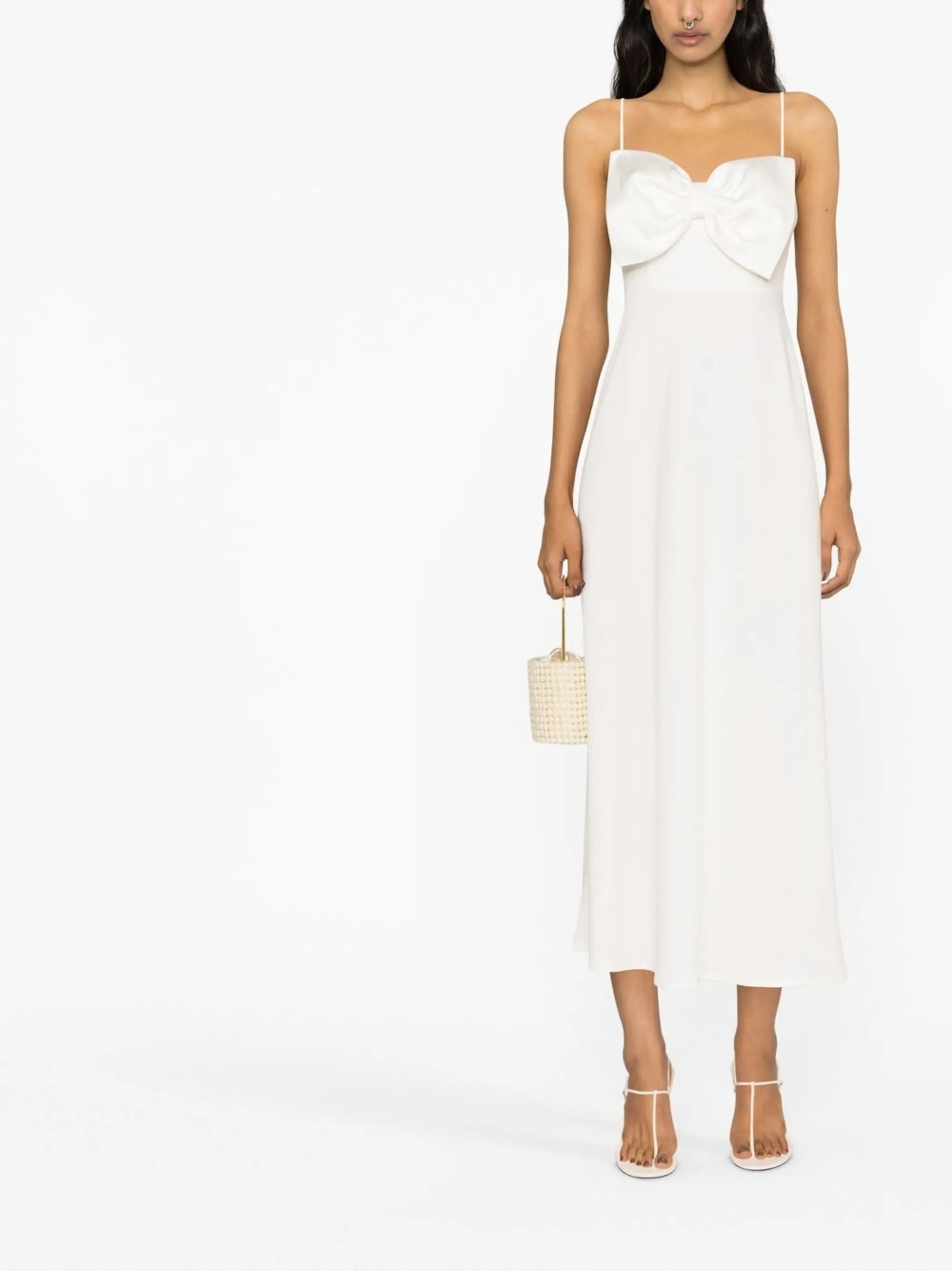 Leanna bow-embellished midi dress