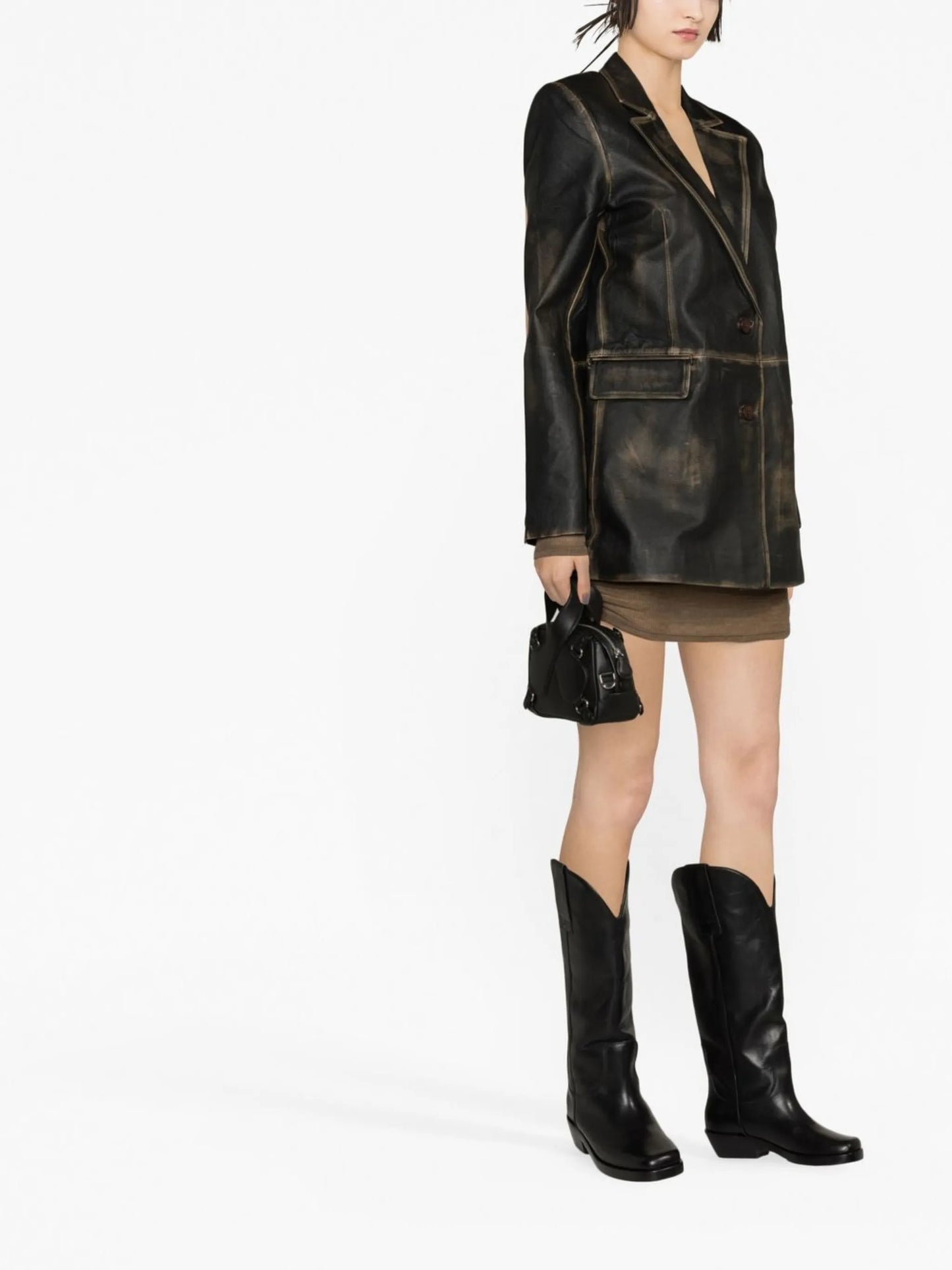 Kamia washed leather blazer