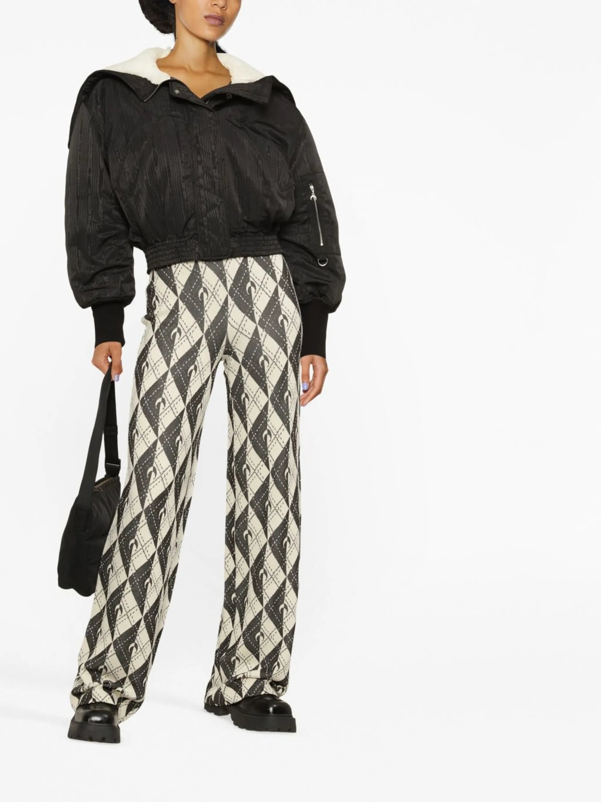 crescent moon knitted trousers