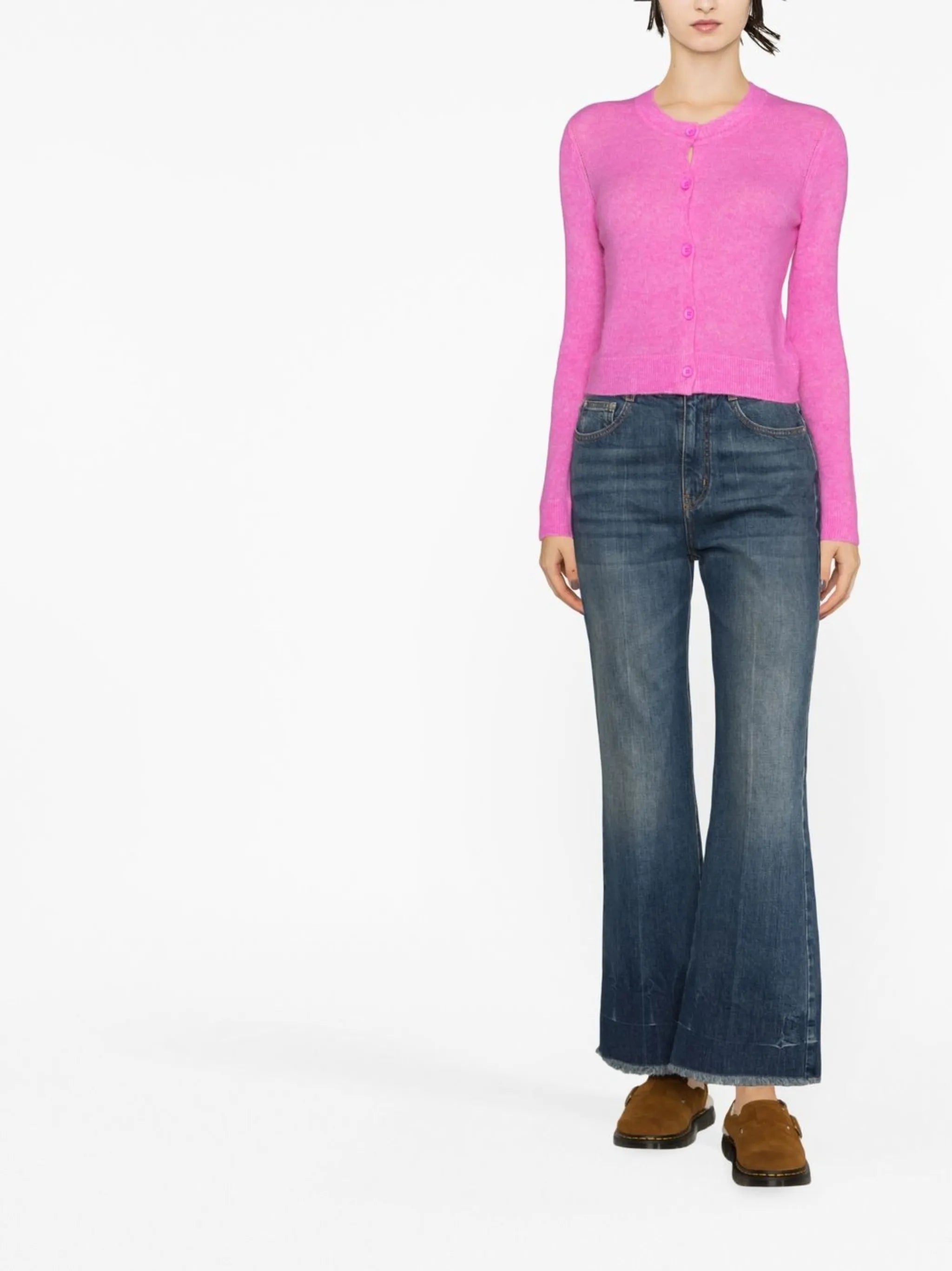 brushed button-up cardigan