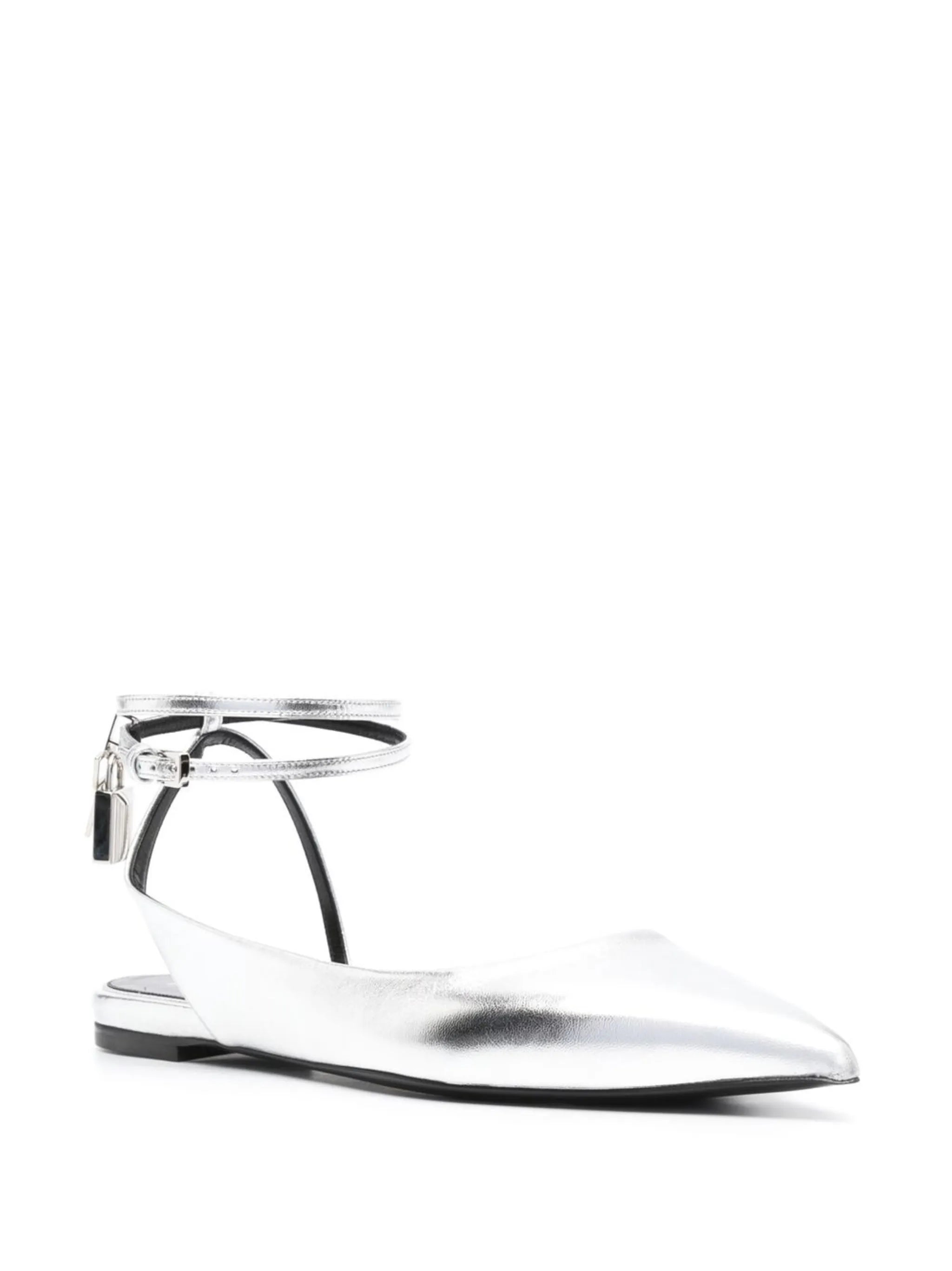 Padlock metallic ballet flats