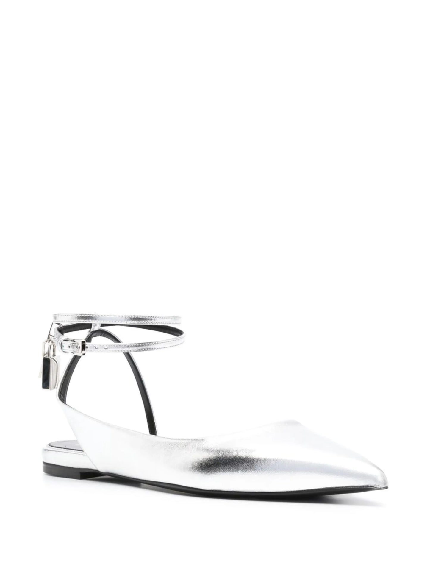 Padlock metallic ballet flats