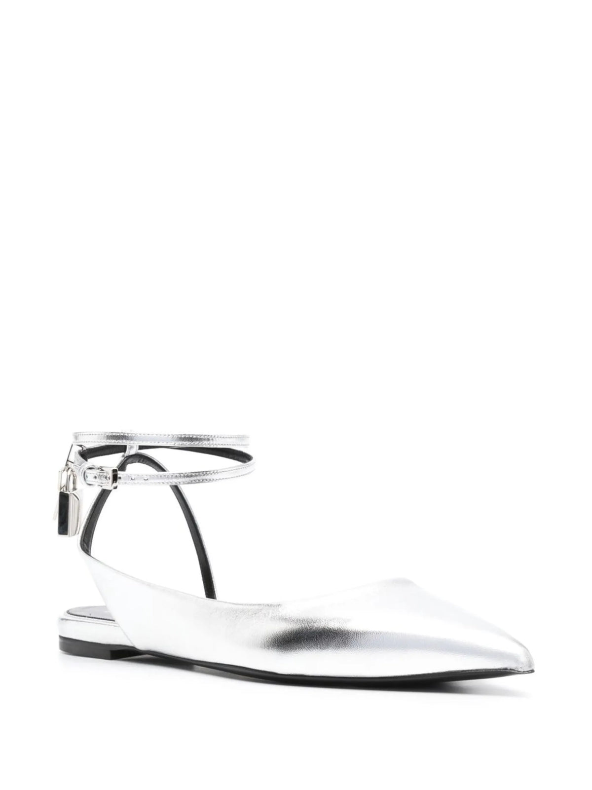 Padlock metallic ballet flats