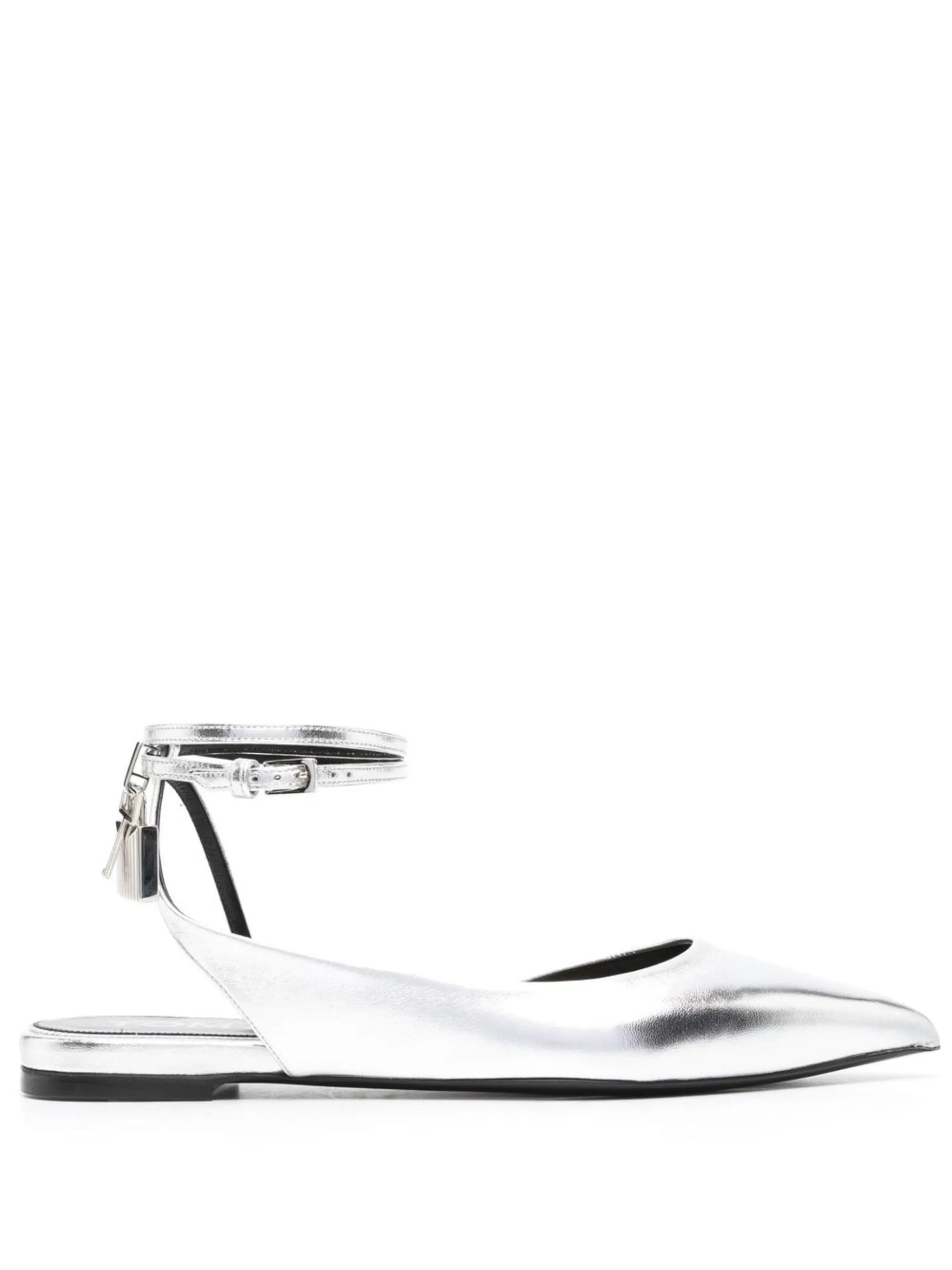 Padlock metallic ballet flats