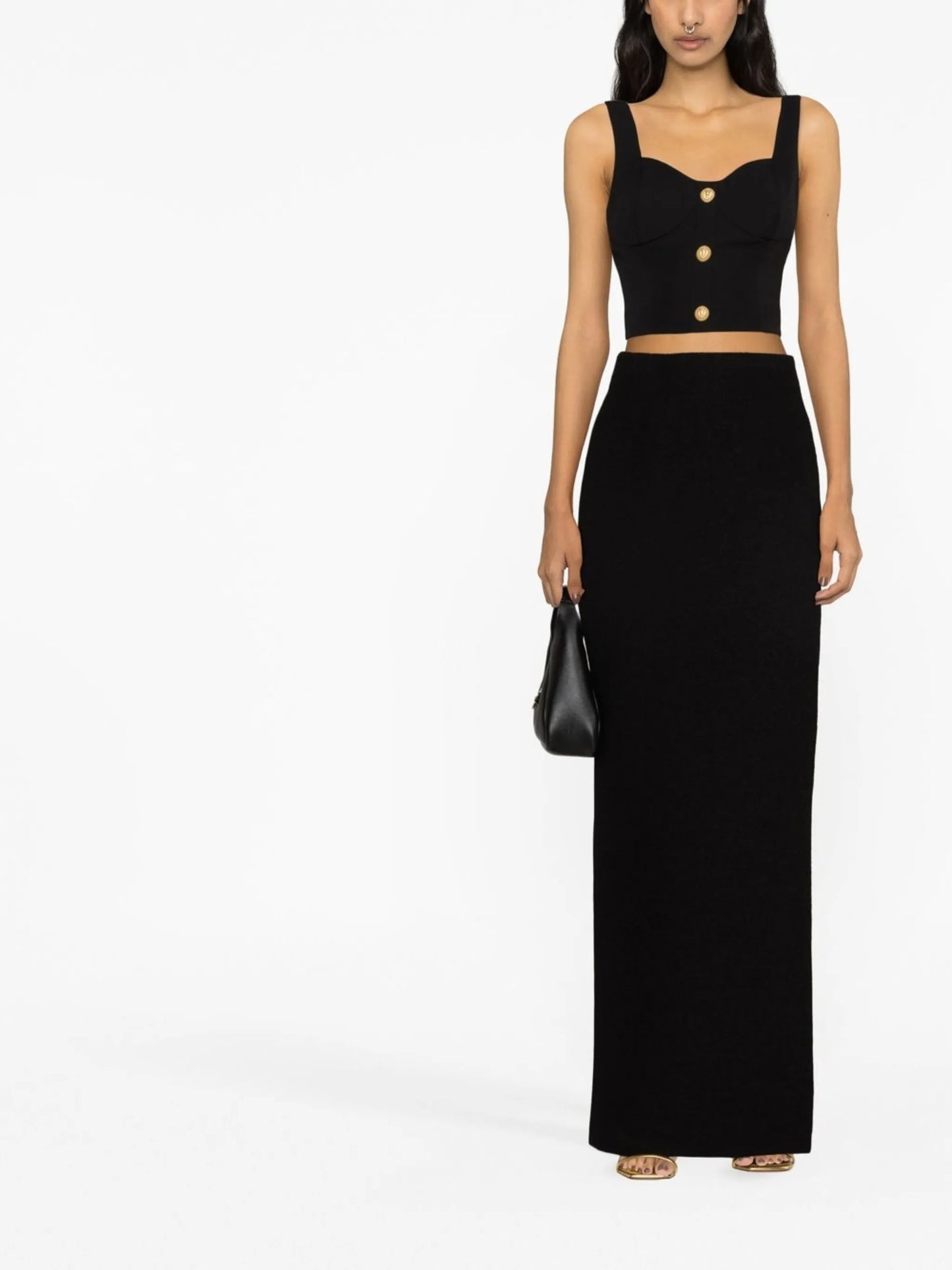 embossed button cropped top