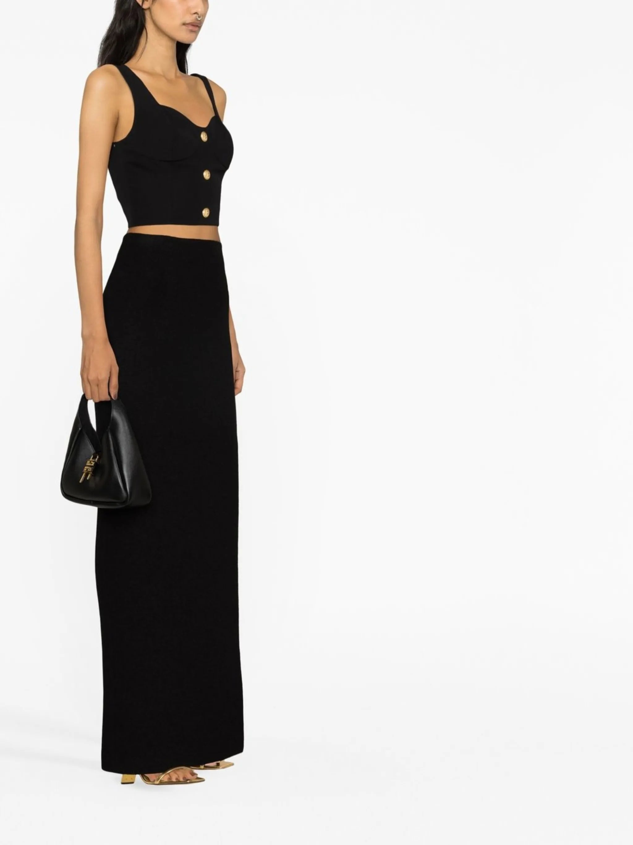embossed button cropped top