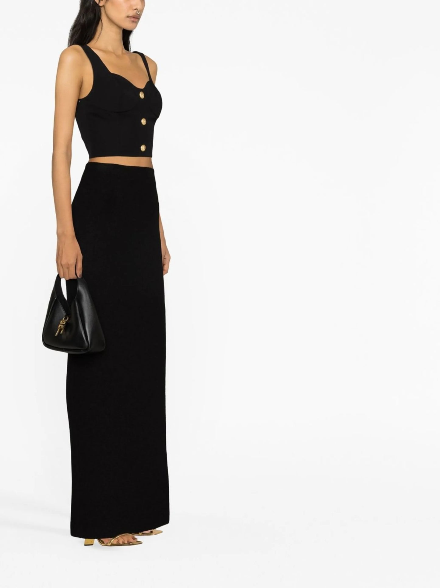 embossed button cropped top