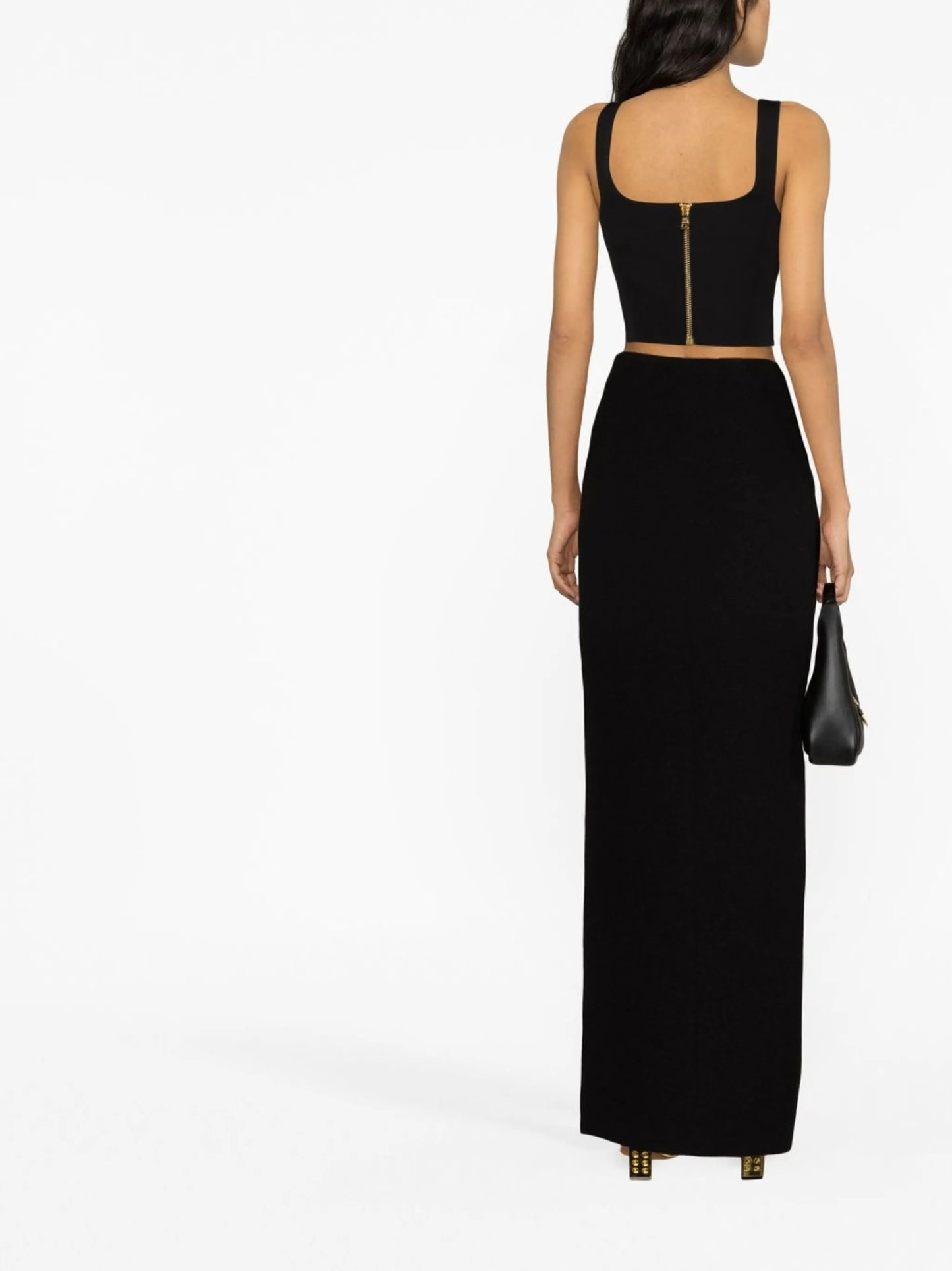 embossed button cropped top