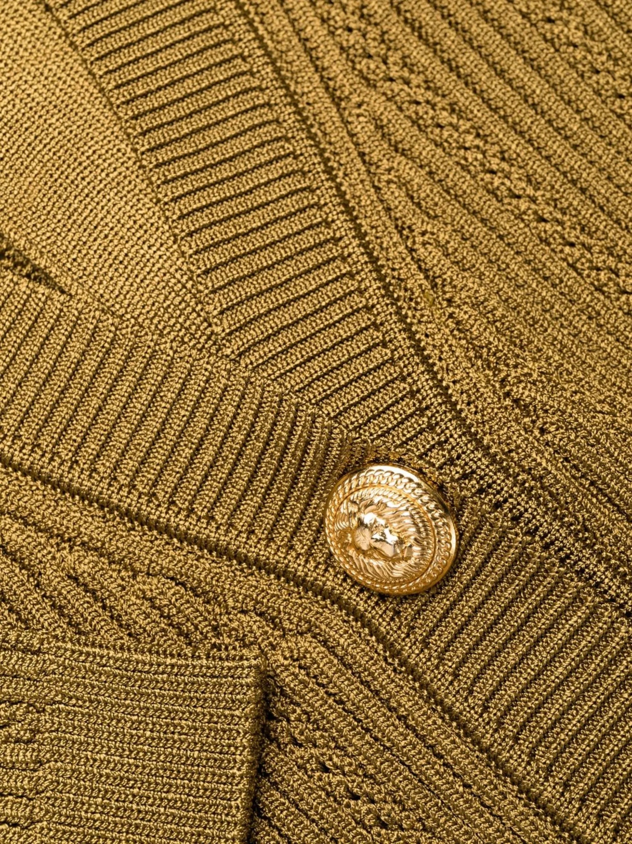 ribbed-knit buttoned minidress