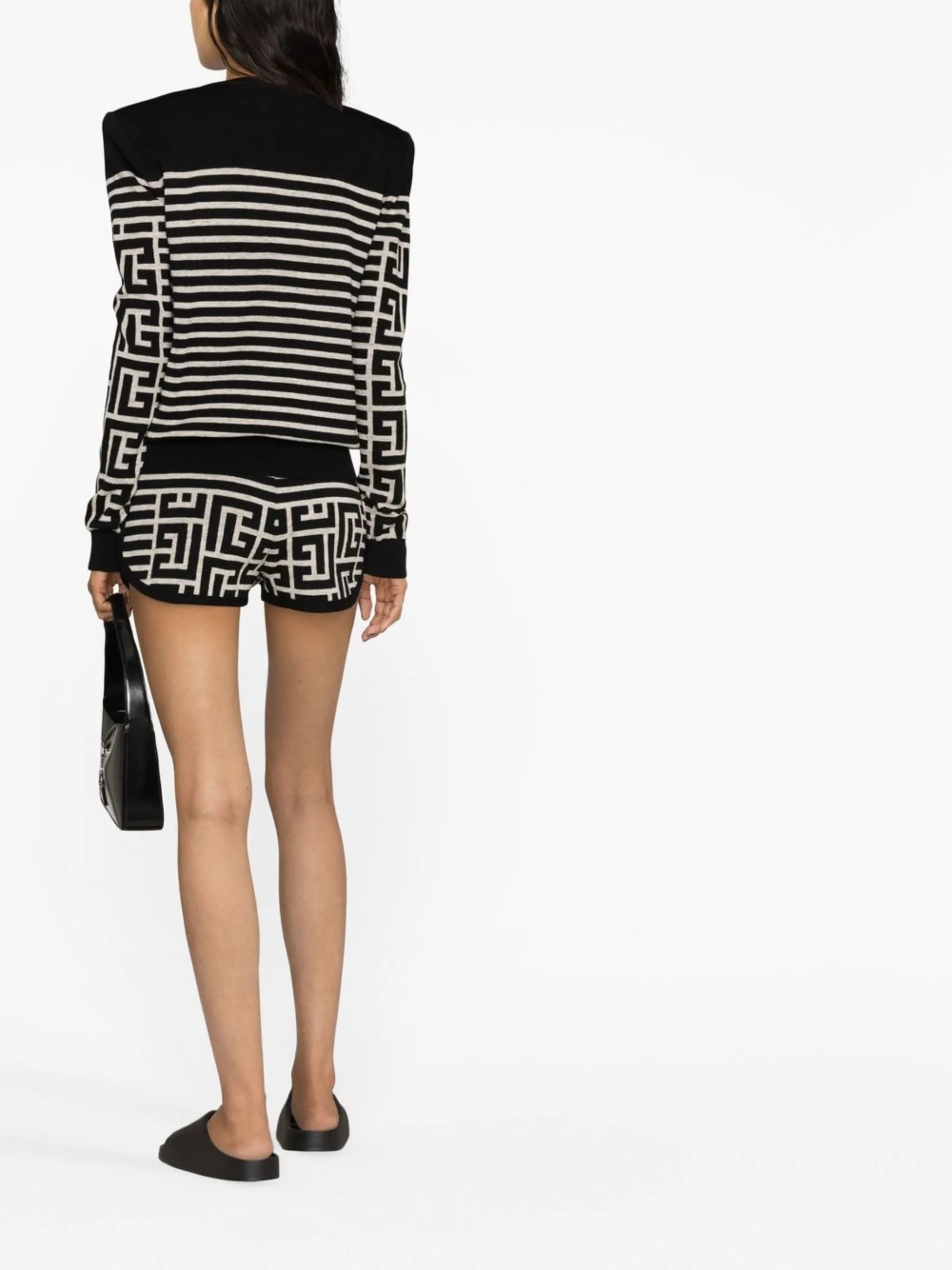 monogram-jacquard wool shorts
