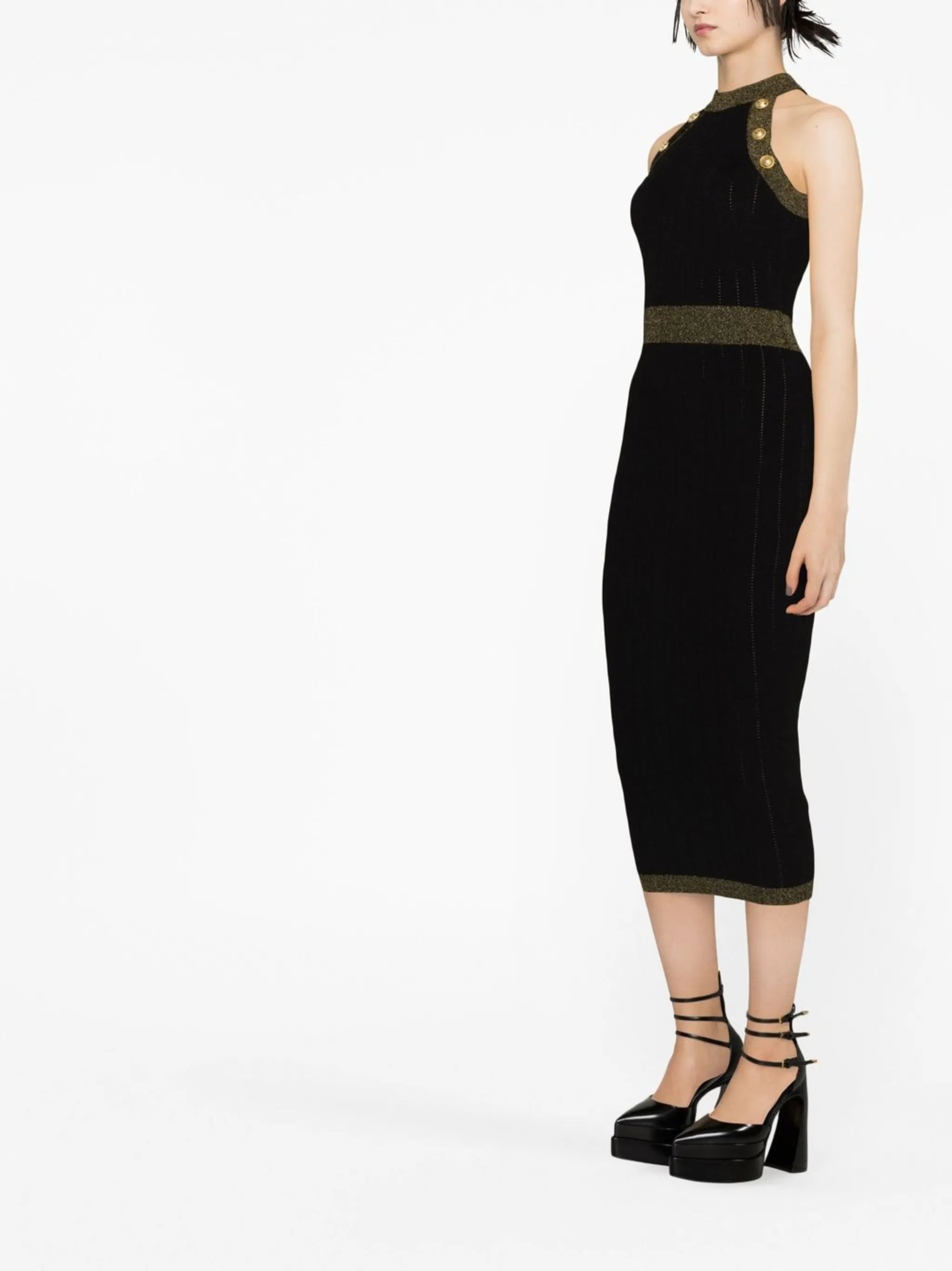 button-detail knitted dress