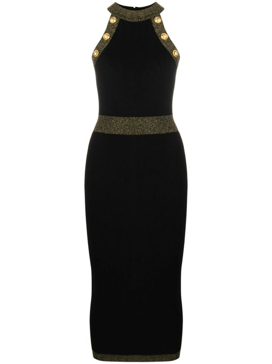 button-detail knitted dress
