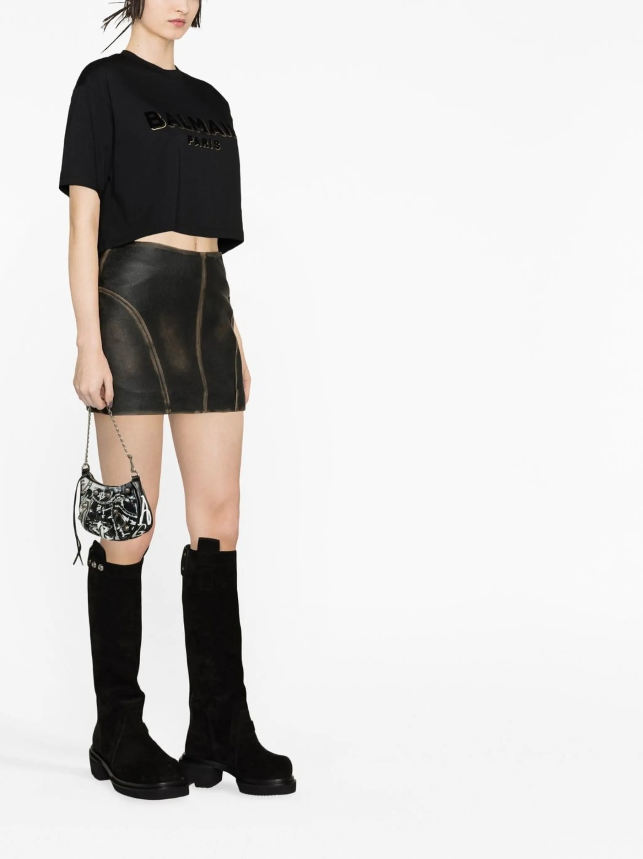logo-print cropped T-shirt