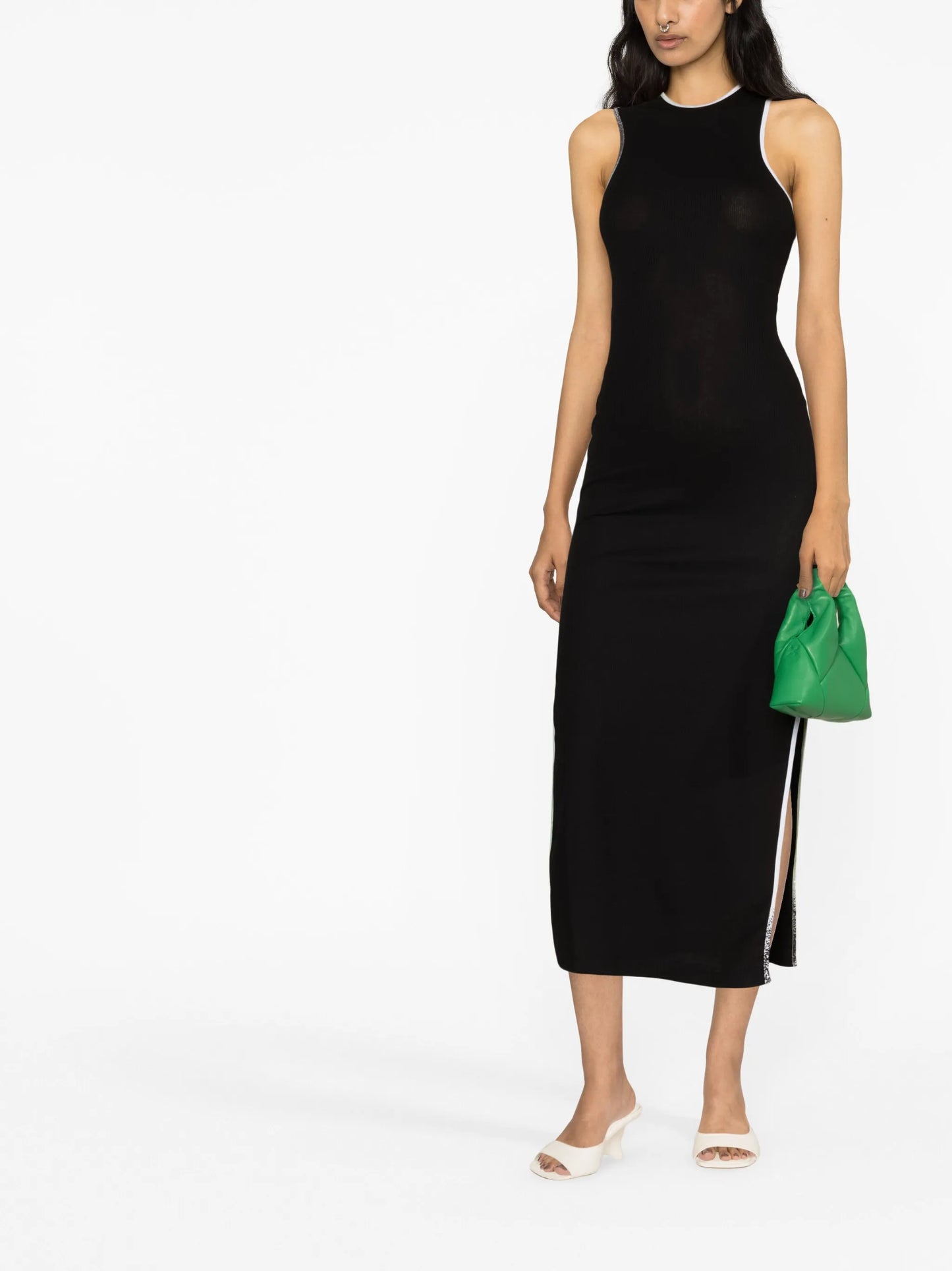 sleeveless knitted midi dress