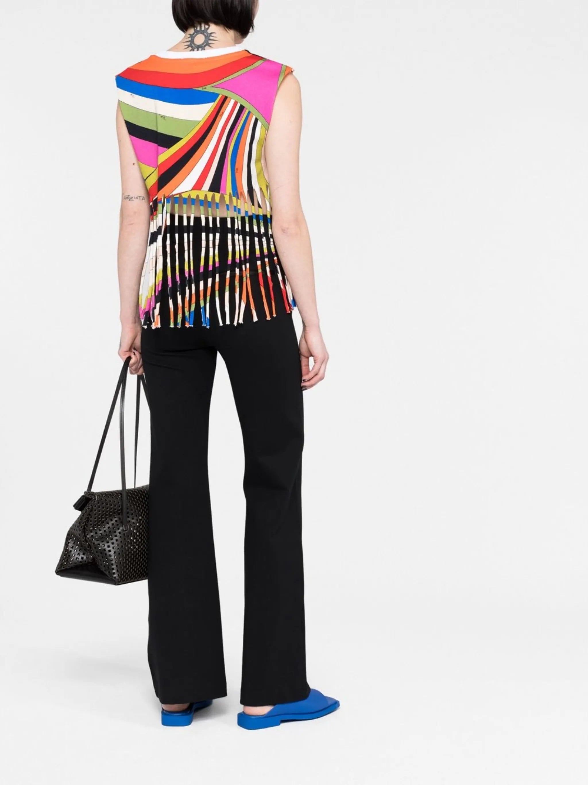 Iride-print fringed top