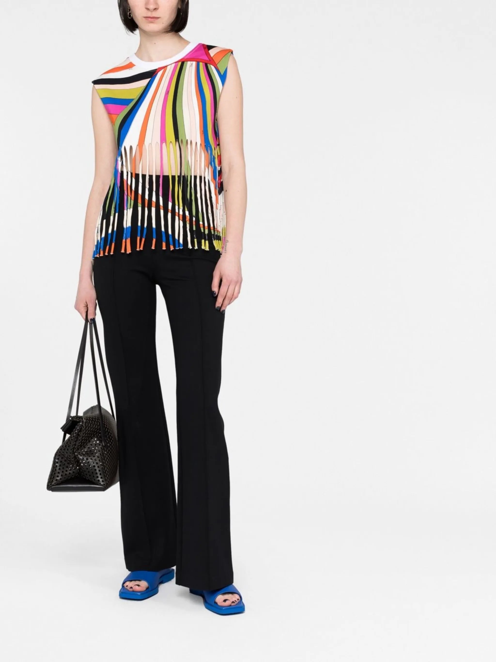 Iride-print fringed top