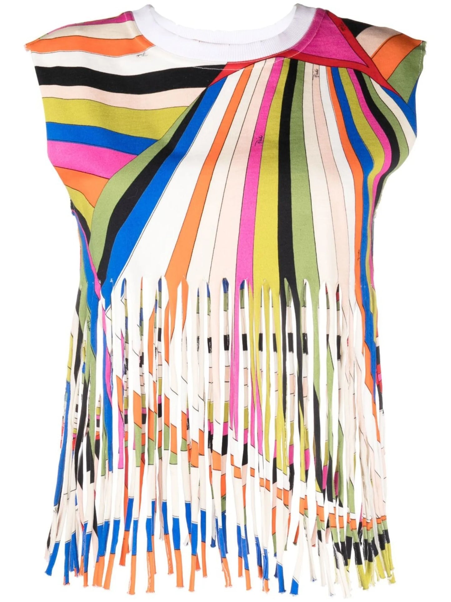 Iride-print fringed top