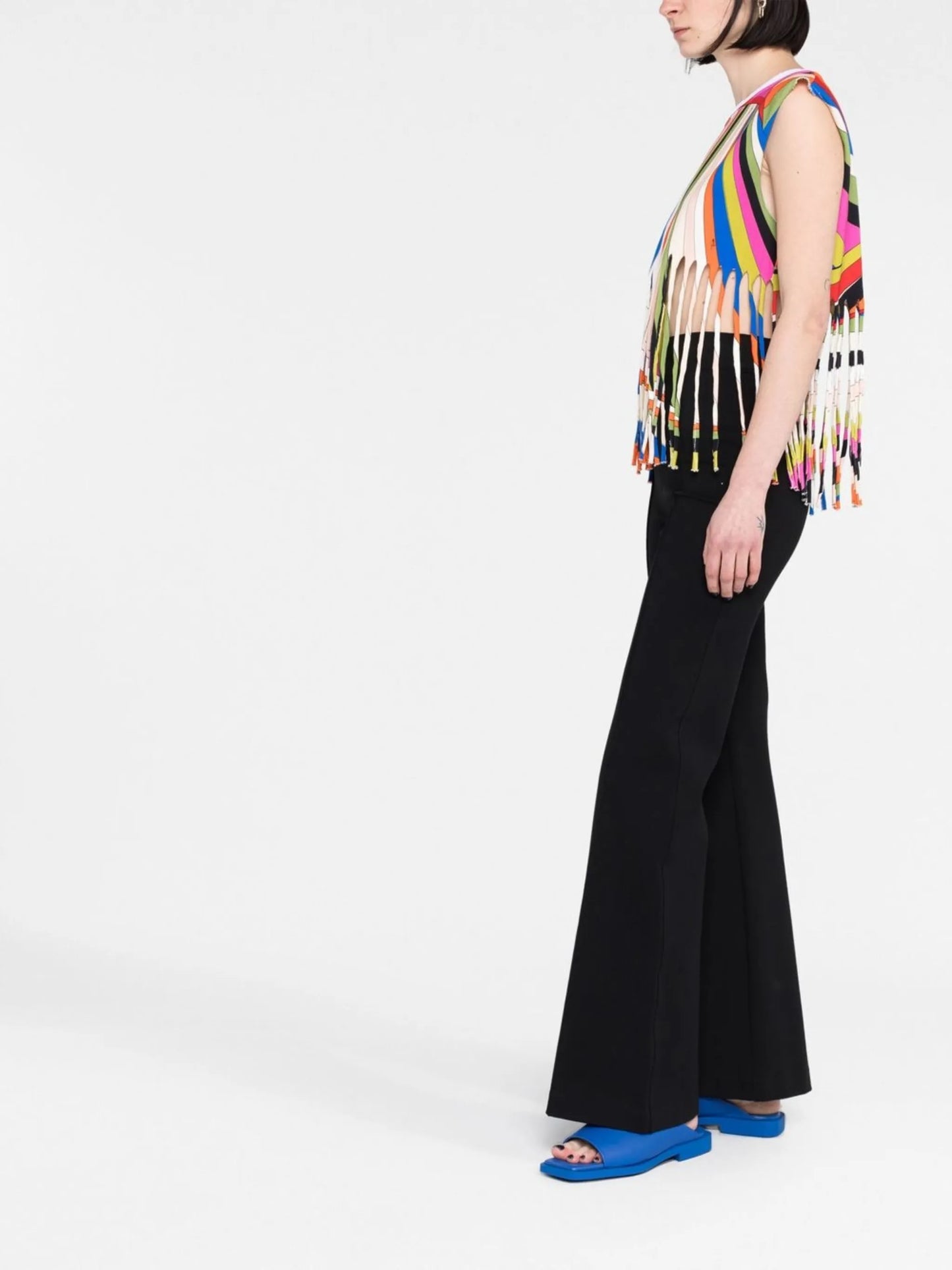 Iride-print fringed top