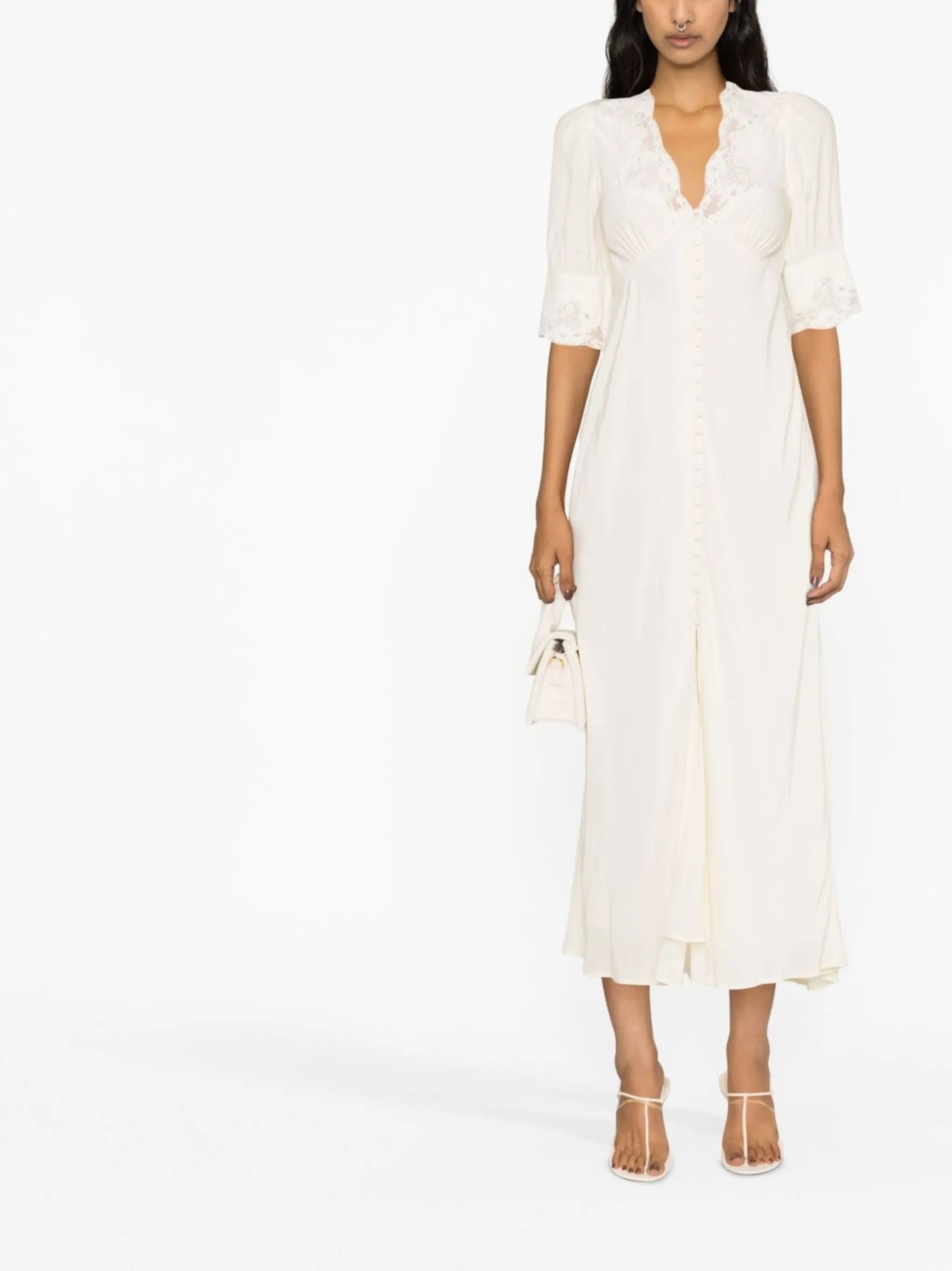 Simone lace-trim midi dress