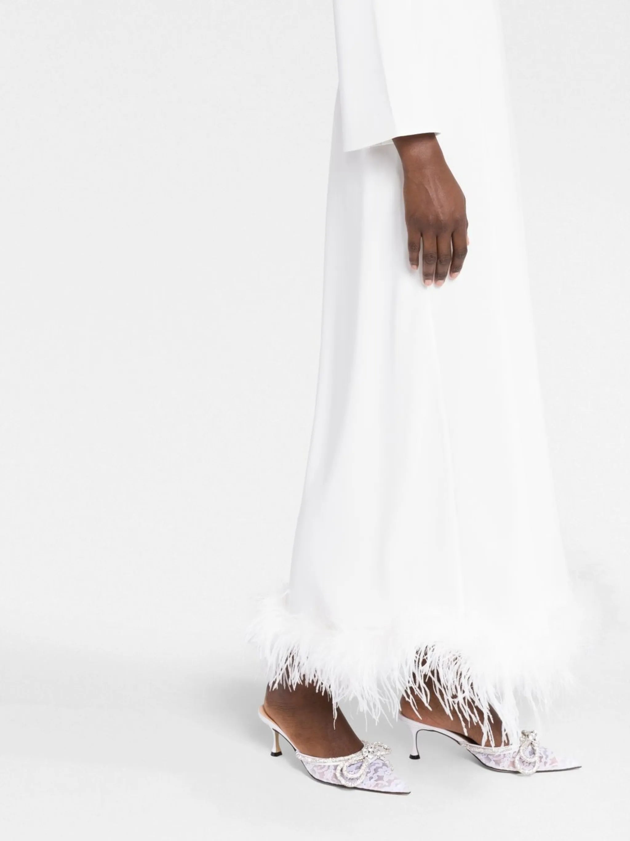 Mya feather-trim dress