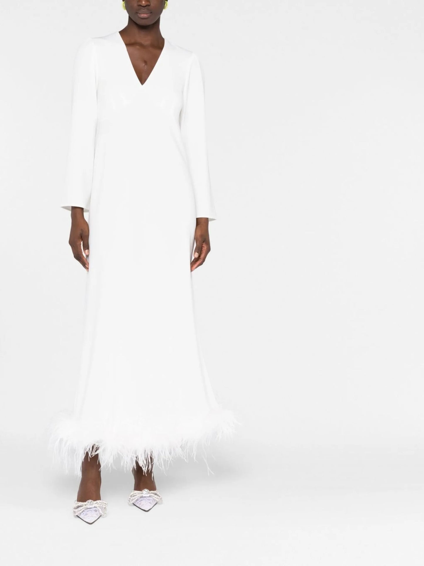 Mya feather-trim dress