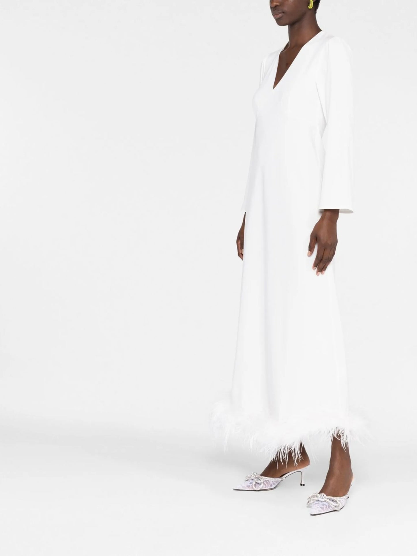Mya feather-trim dress