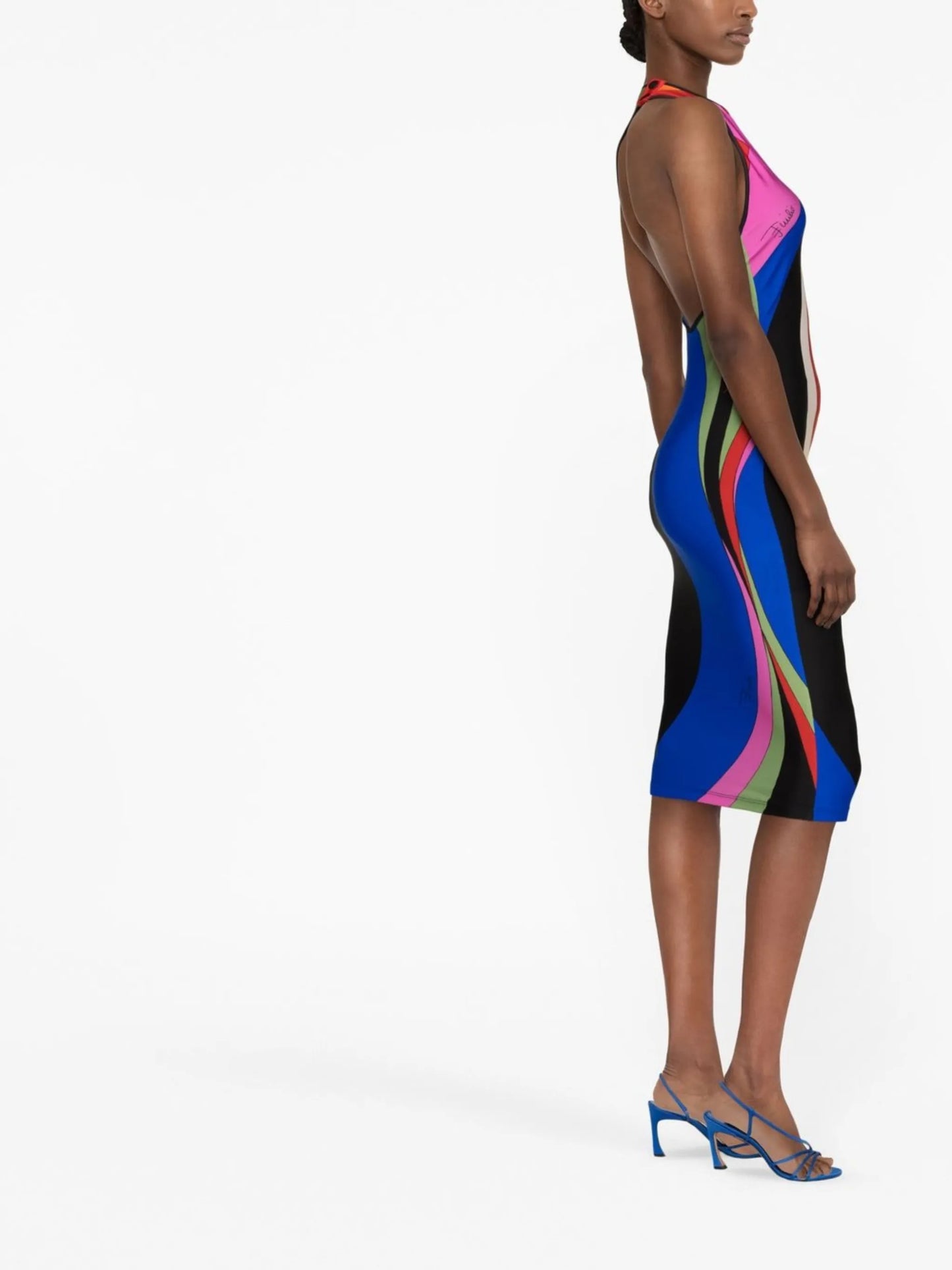 Marmo-print sleeveless dress