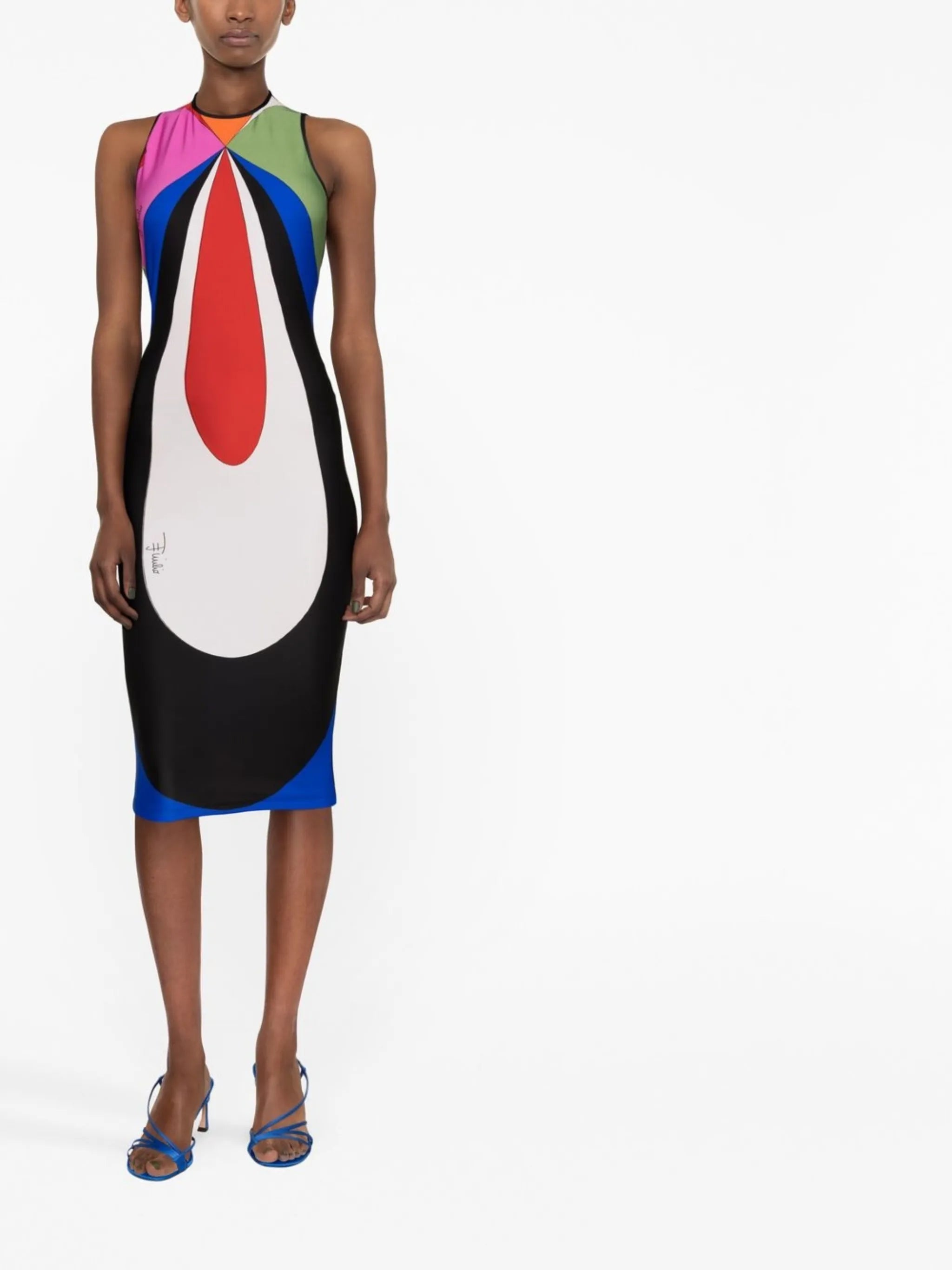 Marmo-print sleeveless dress