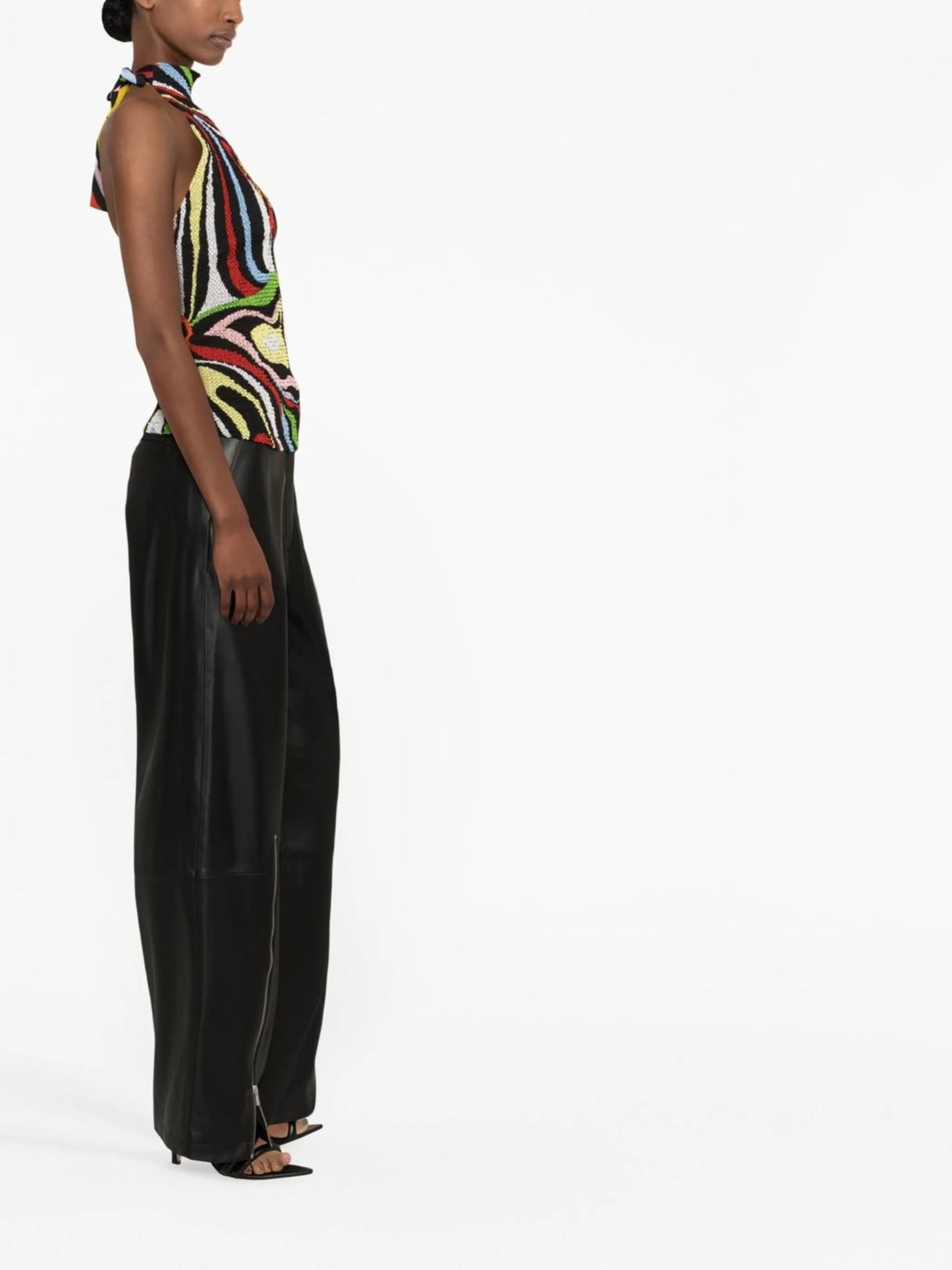 Marmo-print sleeveless top