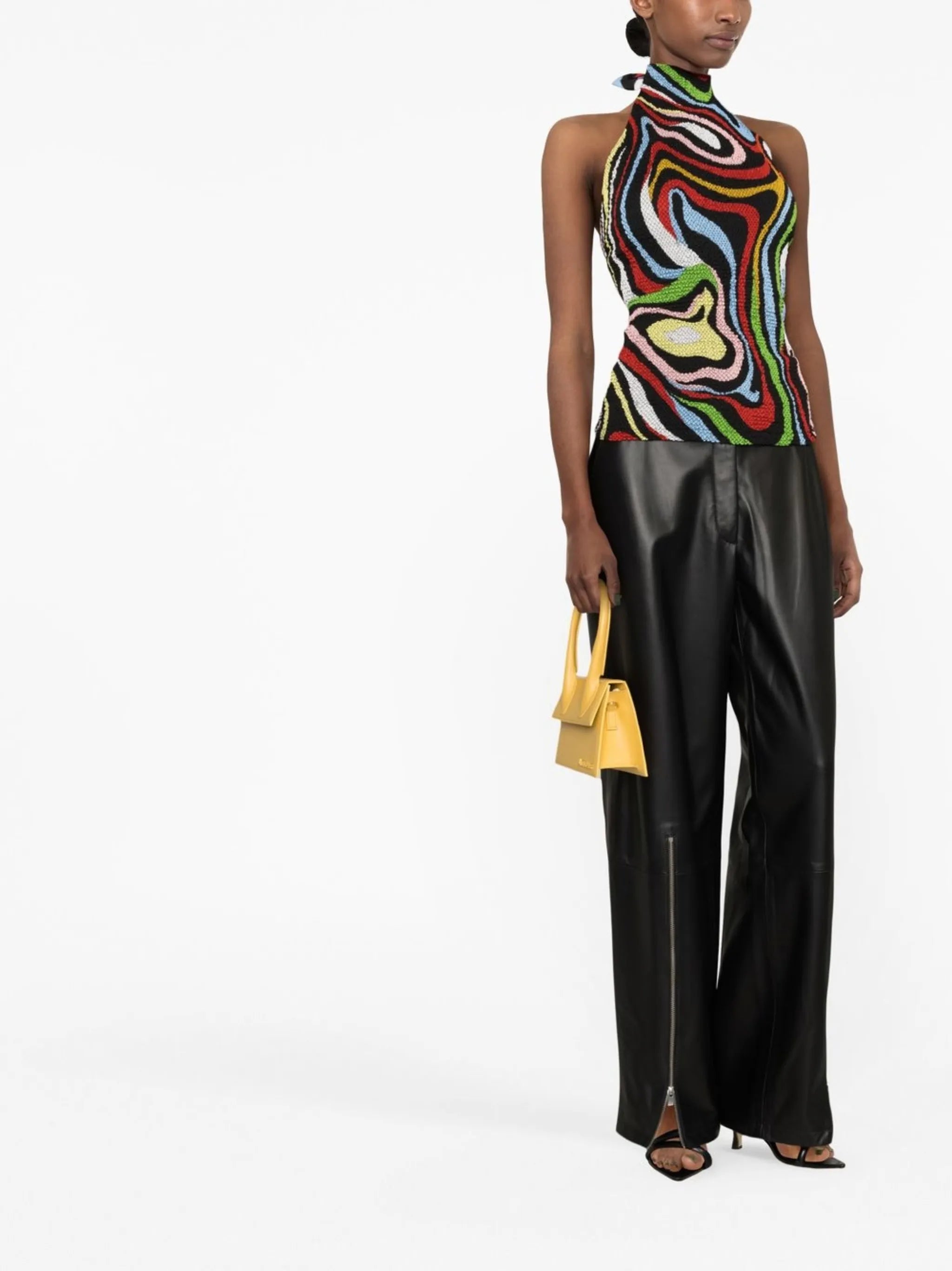Marmo-print sleeveless top