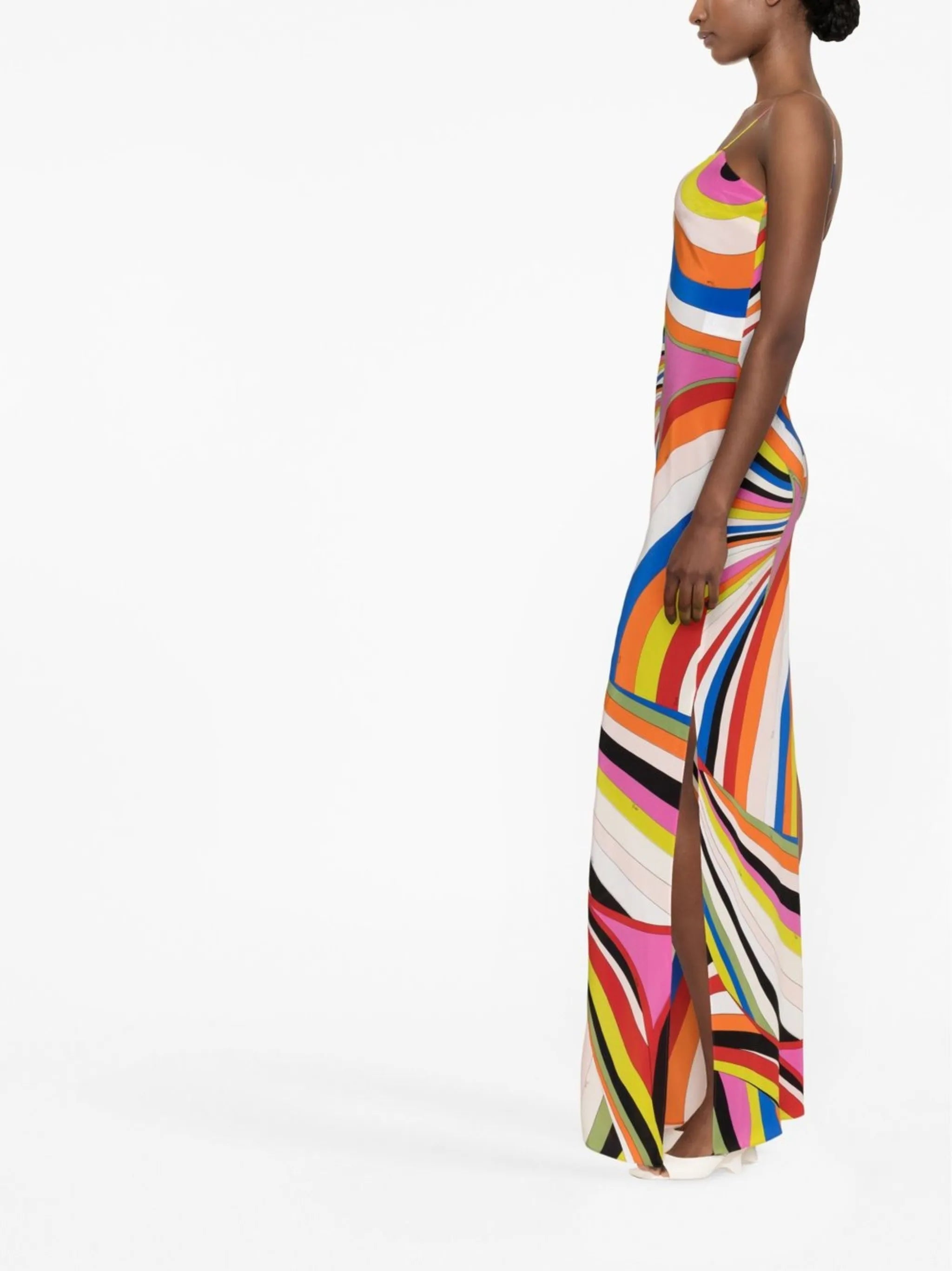 Iride-print silk maxi dress