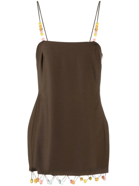 bead-embellished fringe minidress