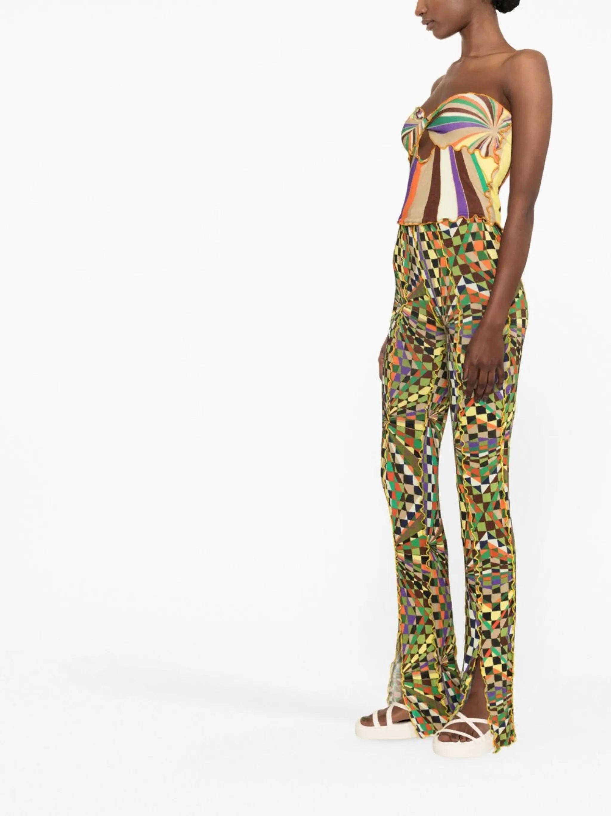 Kaleidoscope graphic-print flared trousers