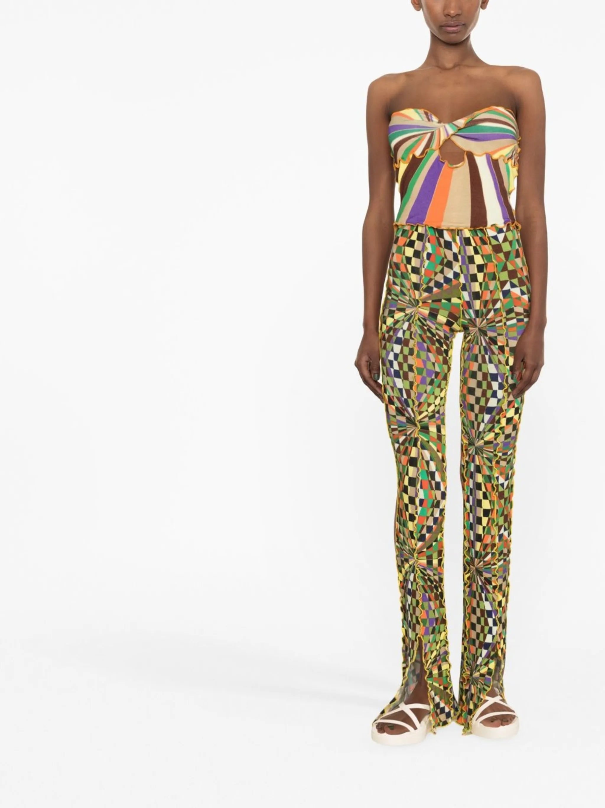 Kaleidoscope graphic-print flared trousers