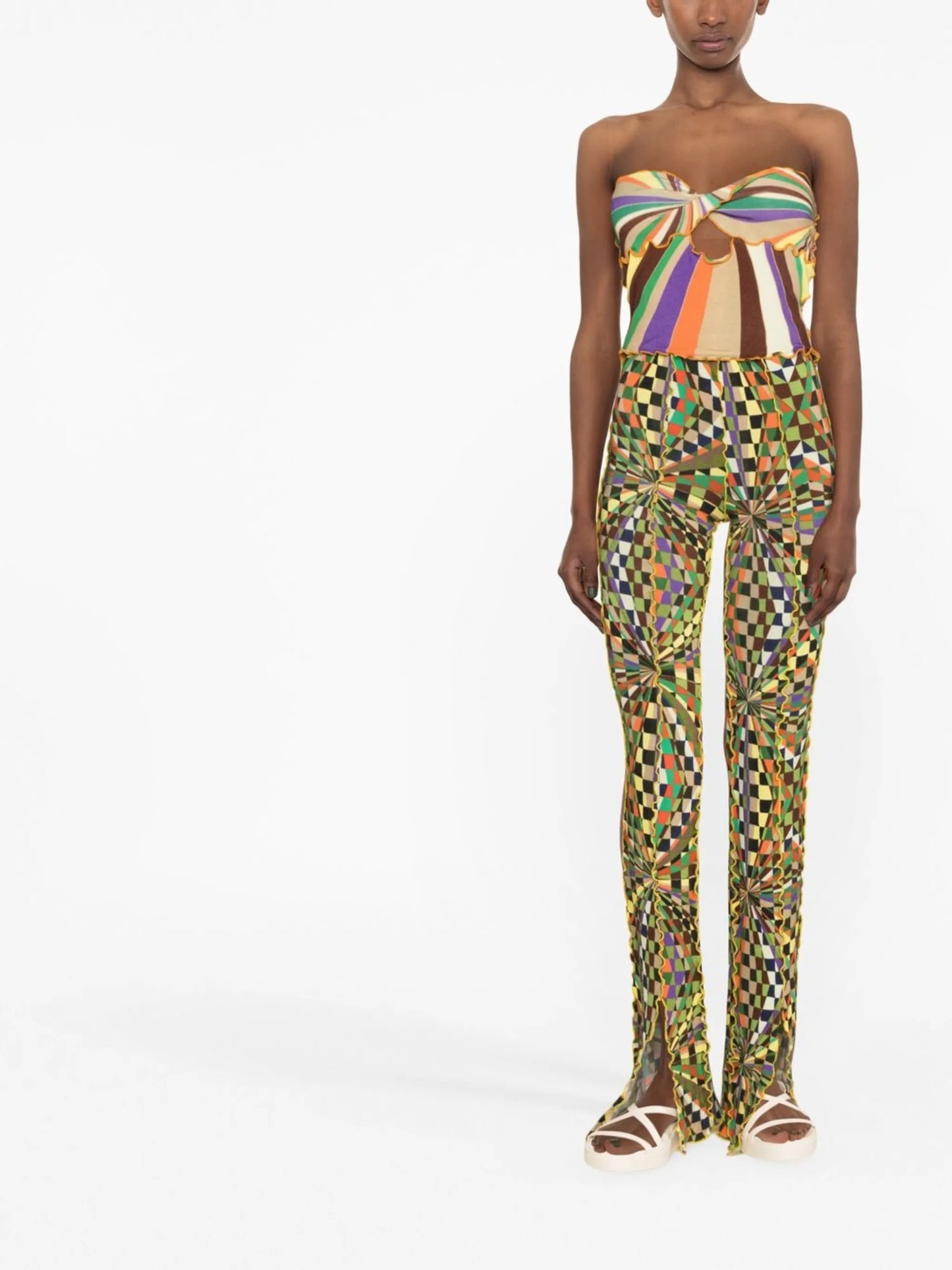 Kaleidoscope graphic-print flared trousers