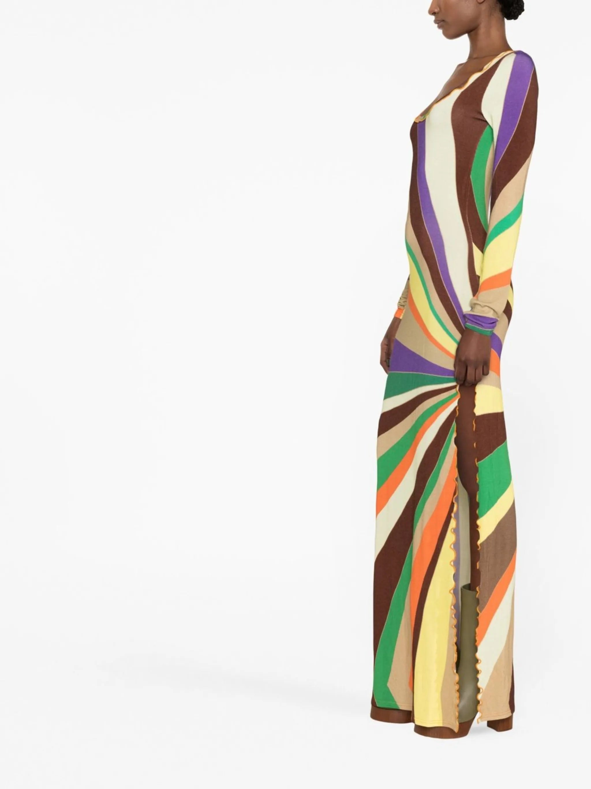 Brook fine-knit striped dress