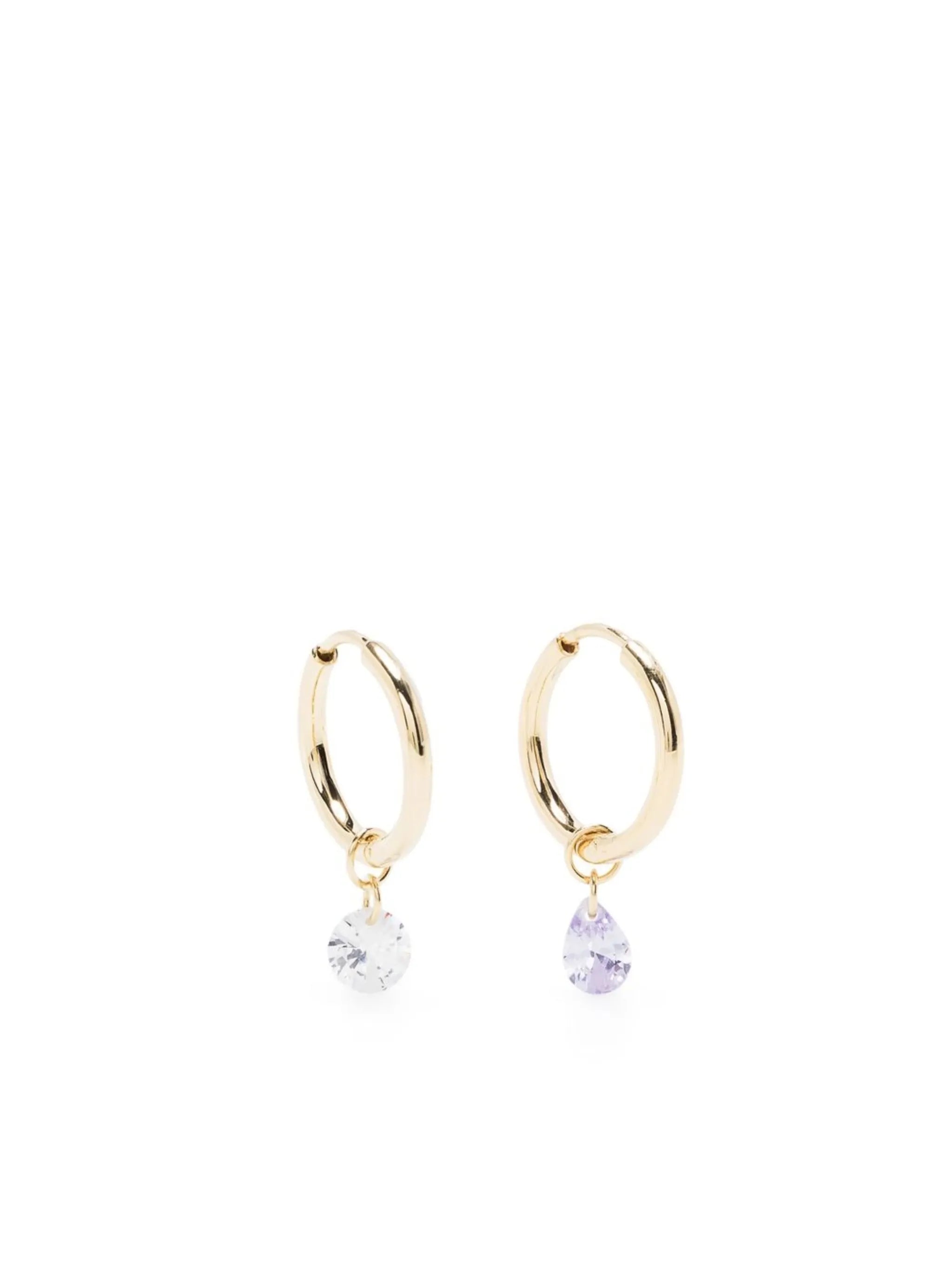 mismatched crystal hoop earrings