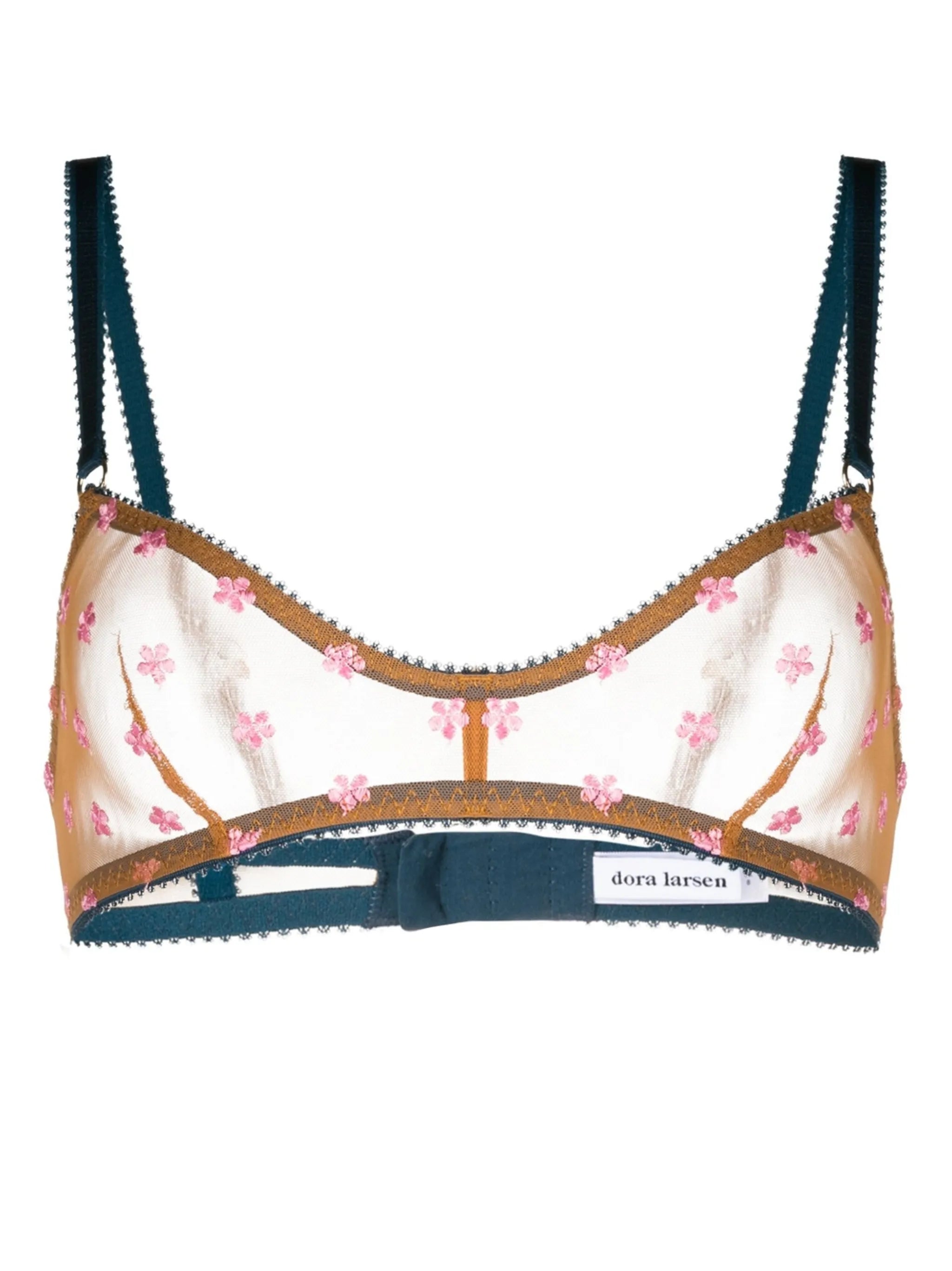 floral-embroidery unlined bra