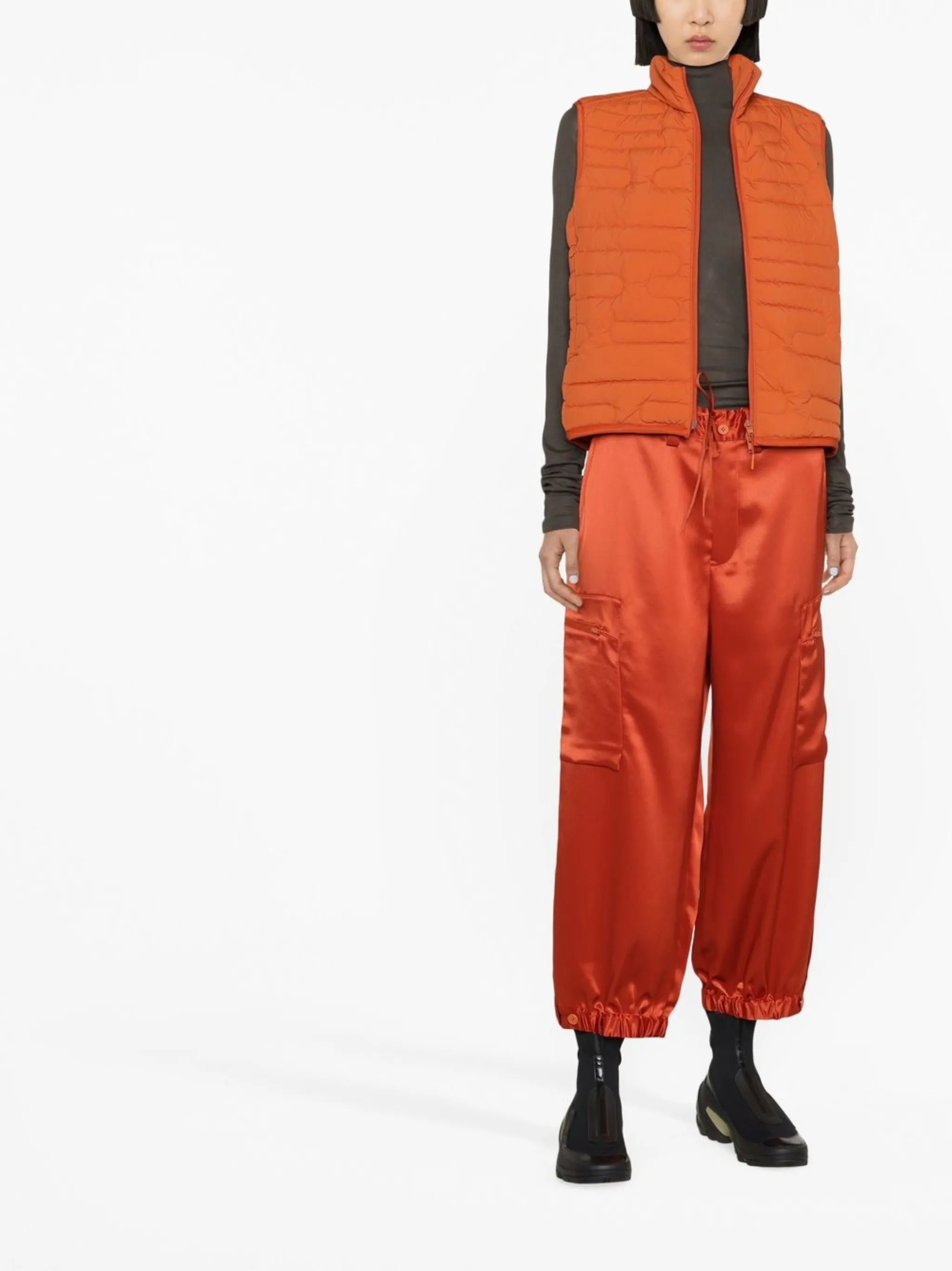 satin-effect cargo trousers