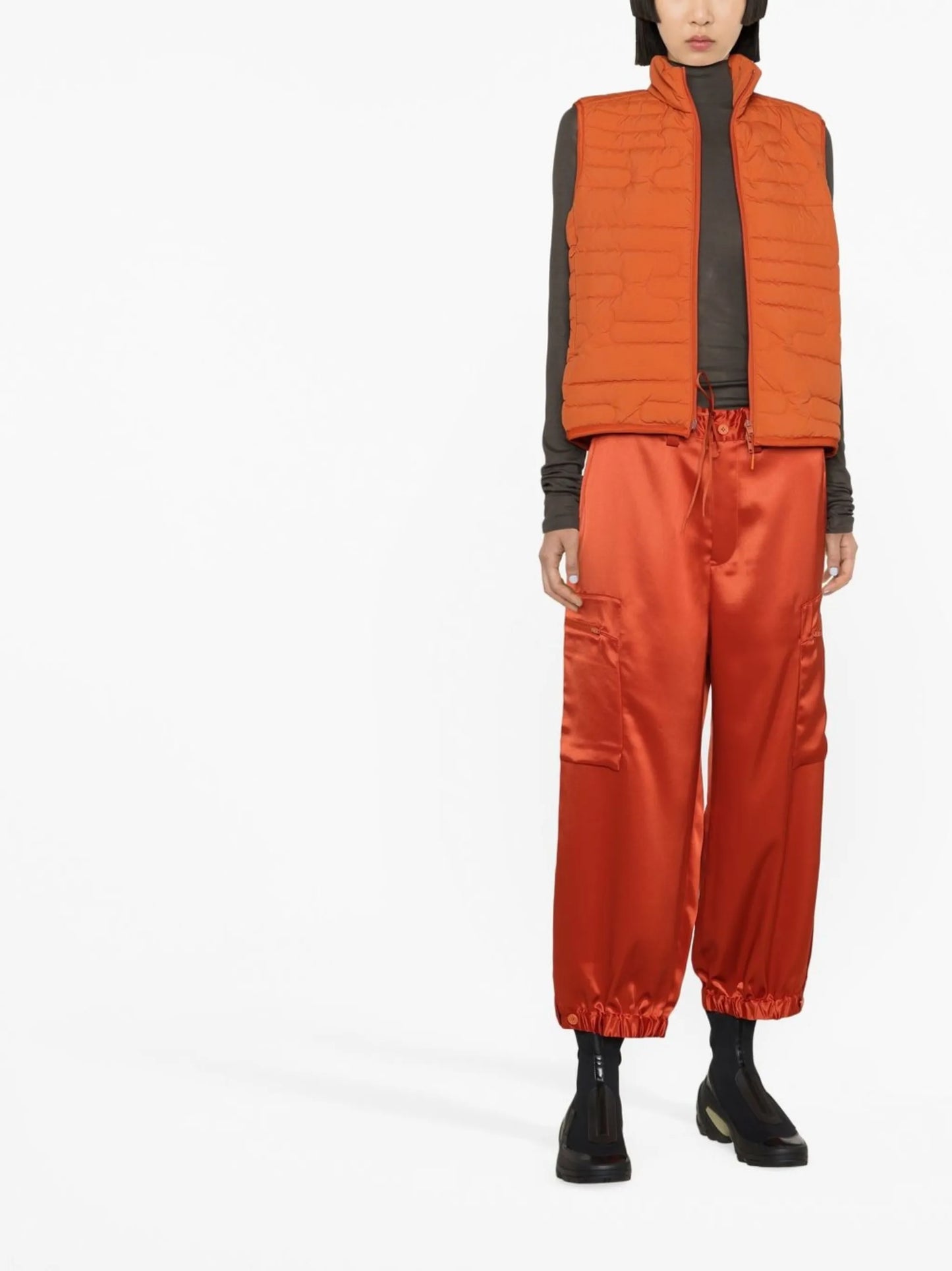 satin-effect cargo trousers