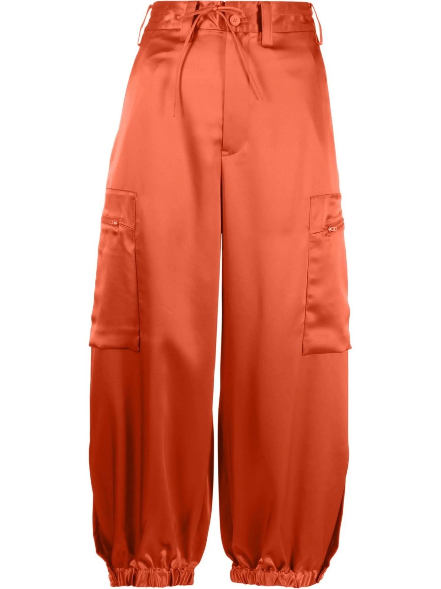 satin-effect cargo trousers
