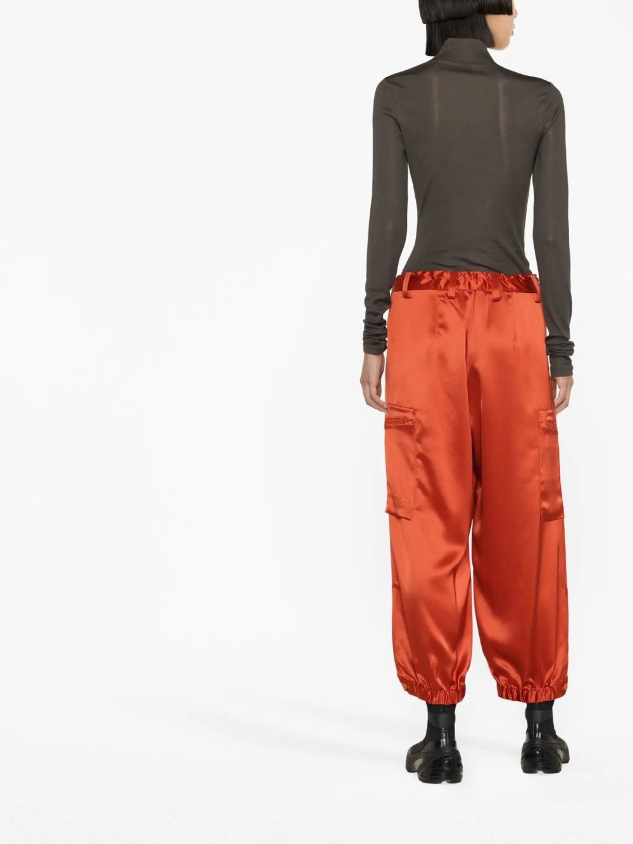 satin-effect cargo trousers
