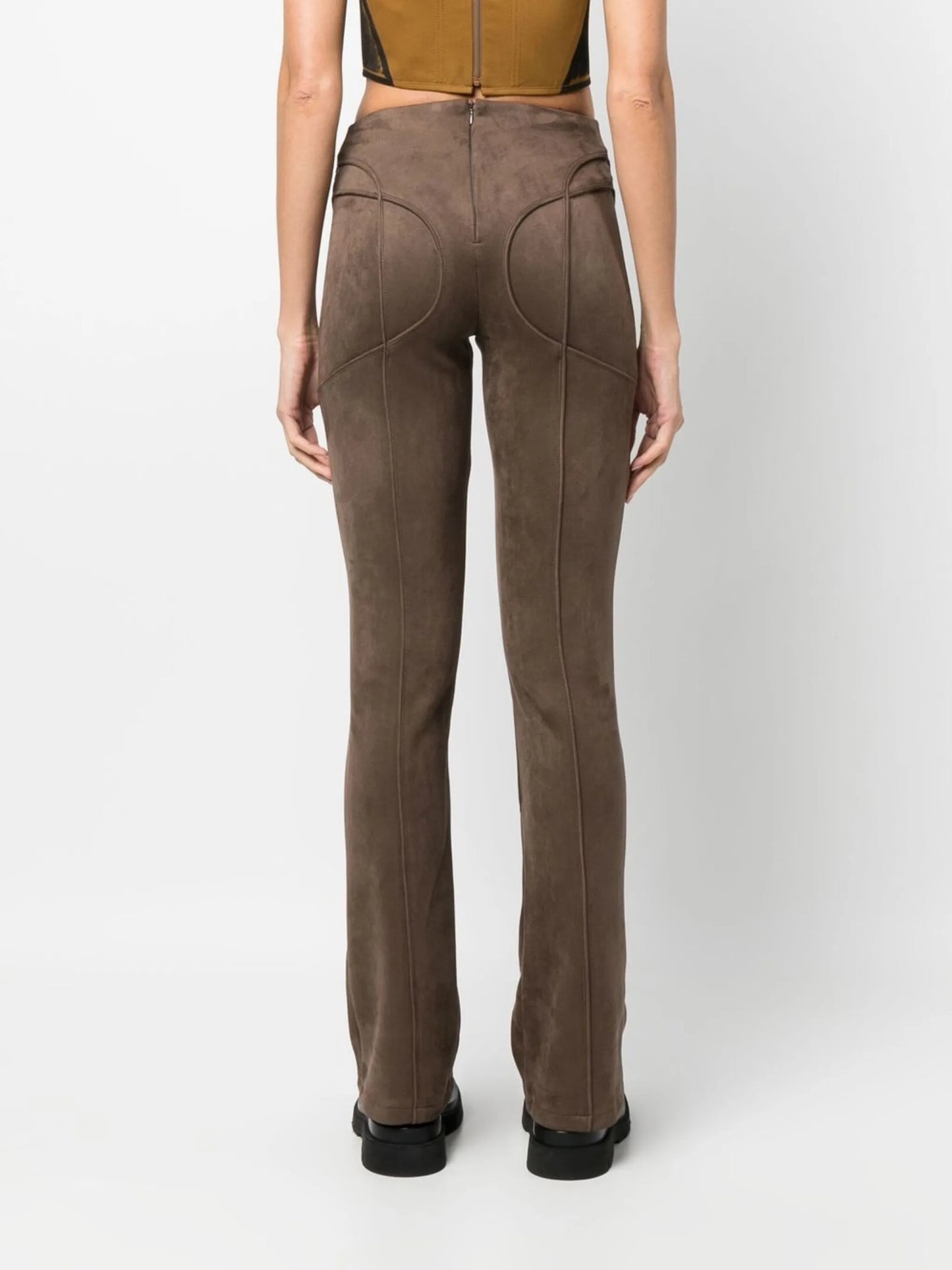 tie-front faux suede trousers