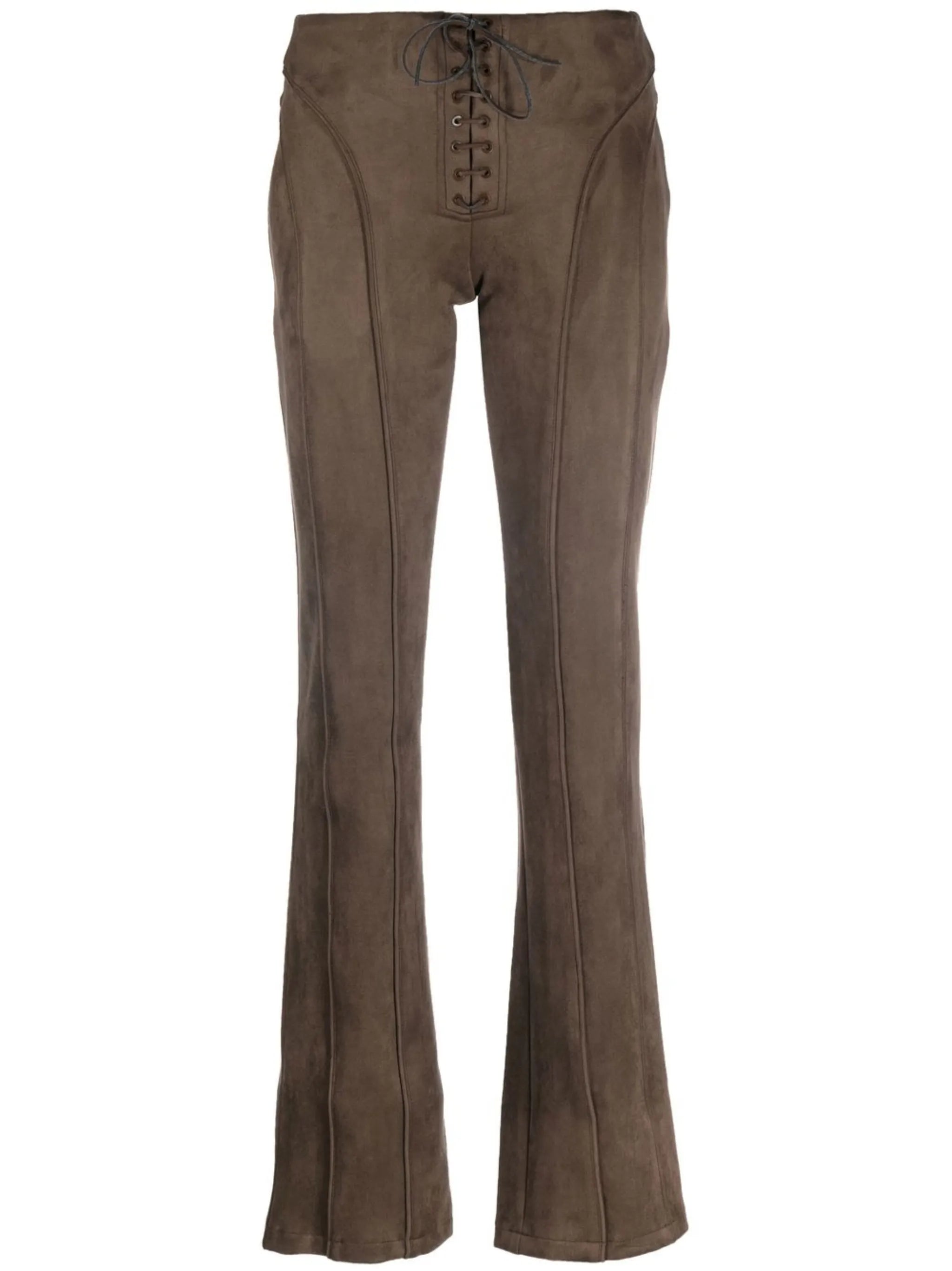 tie-front faux suede trousers