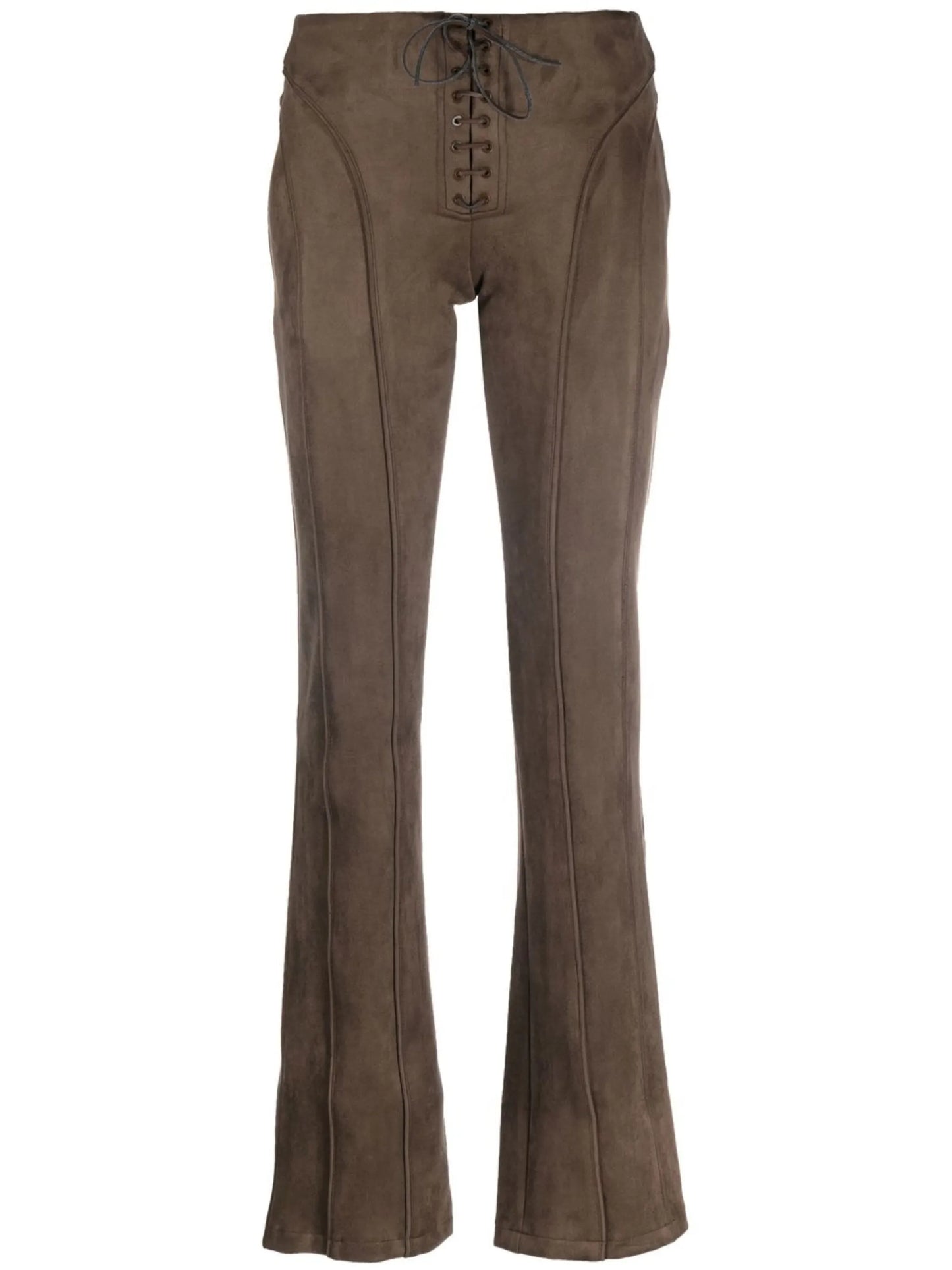 tie-front faux suede trousers