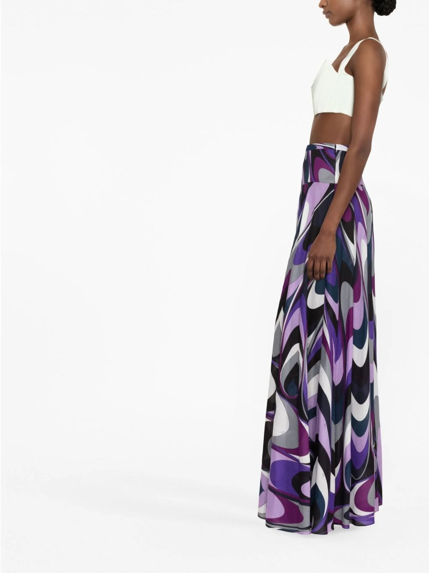Onde-print cotton maxi skirt