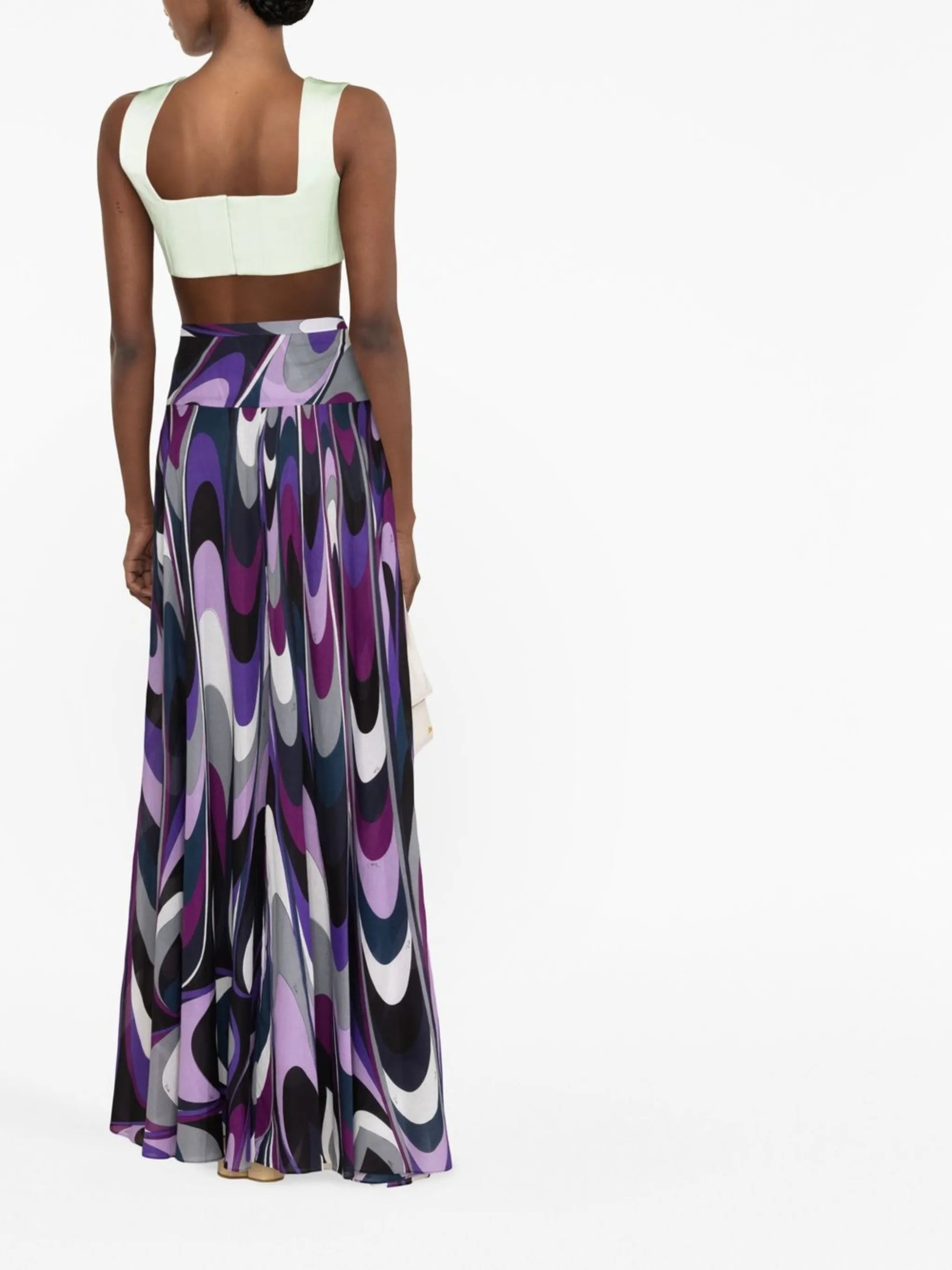 Onde-print cotton maxi skirt
