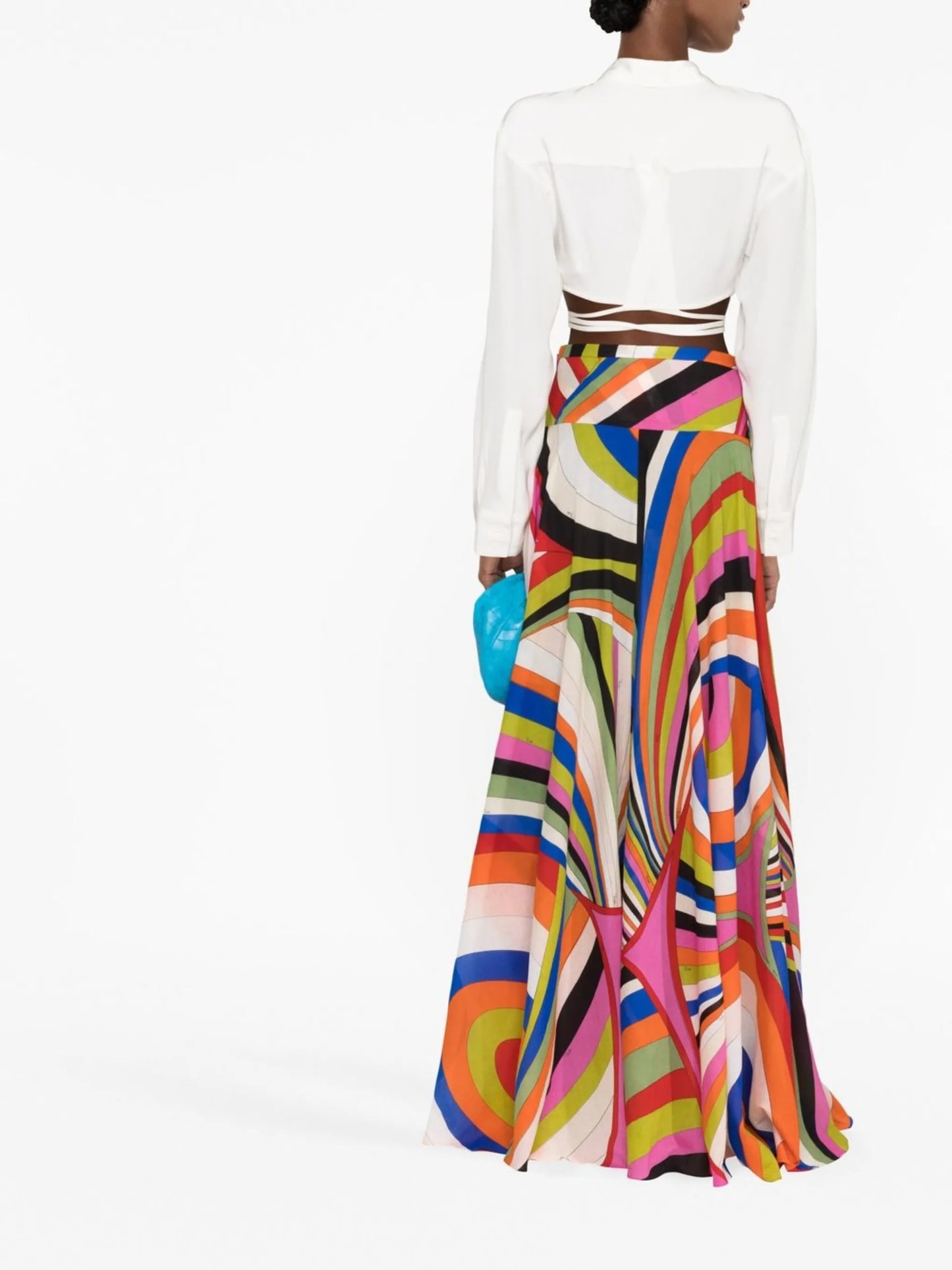 Iride-print cotton maxi skirt