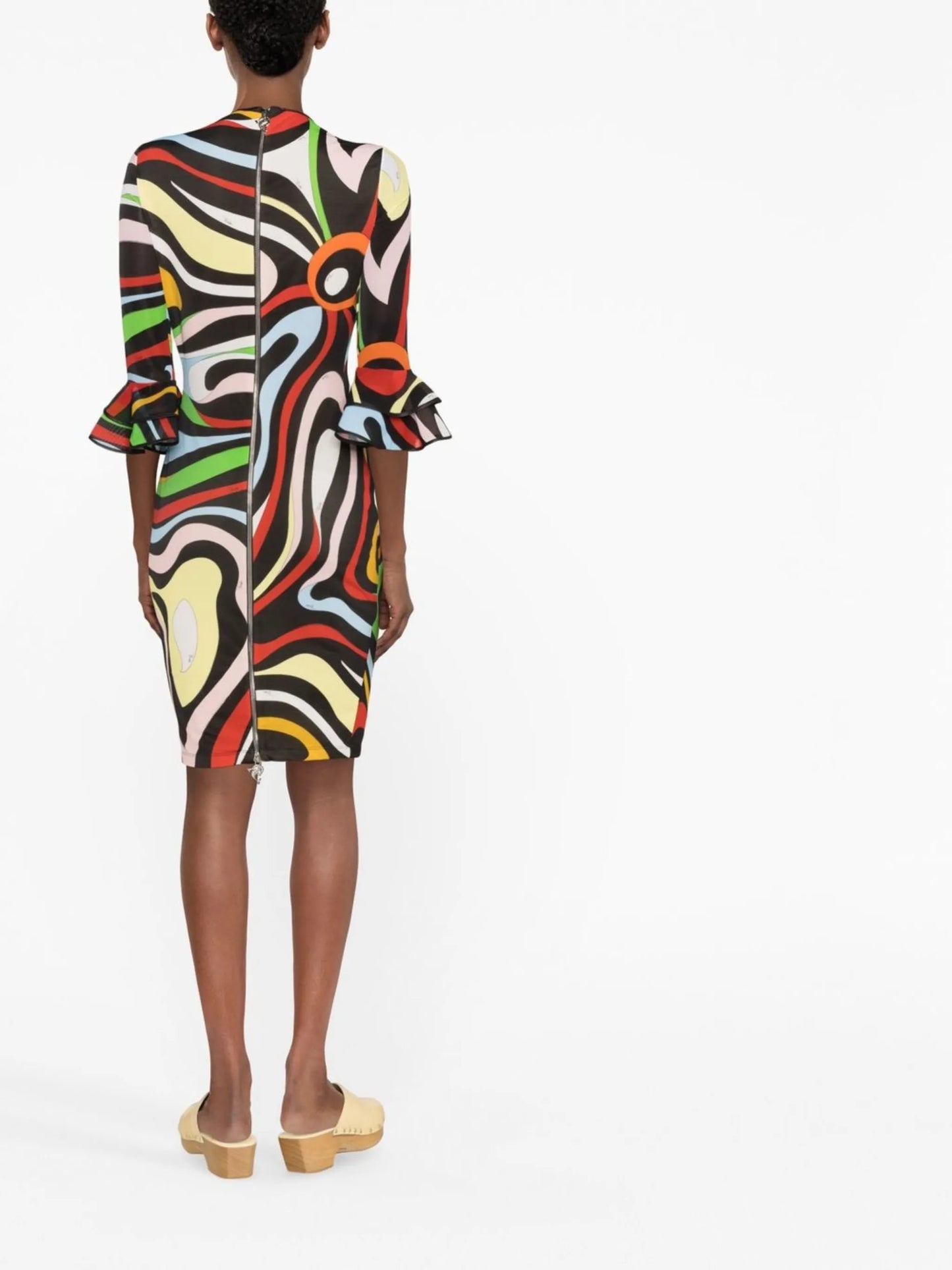 Marmo-print fitted dress