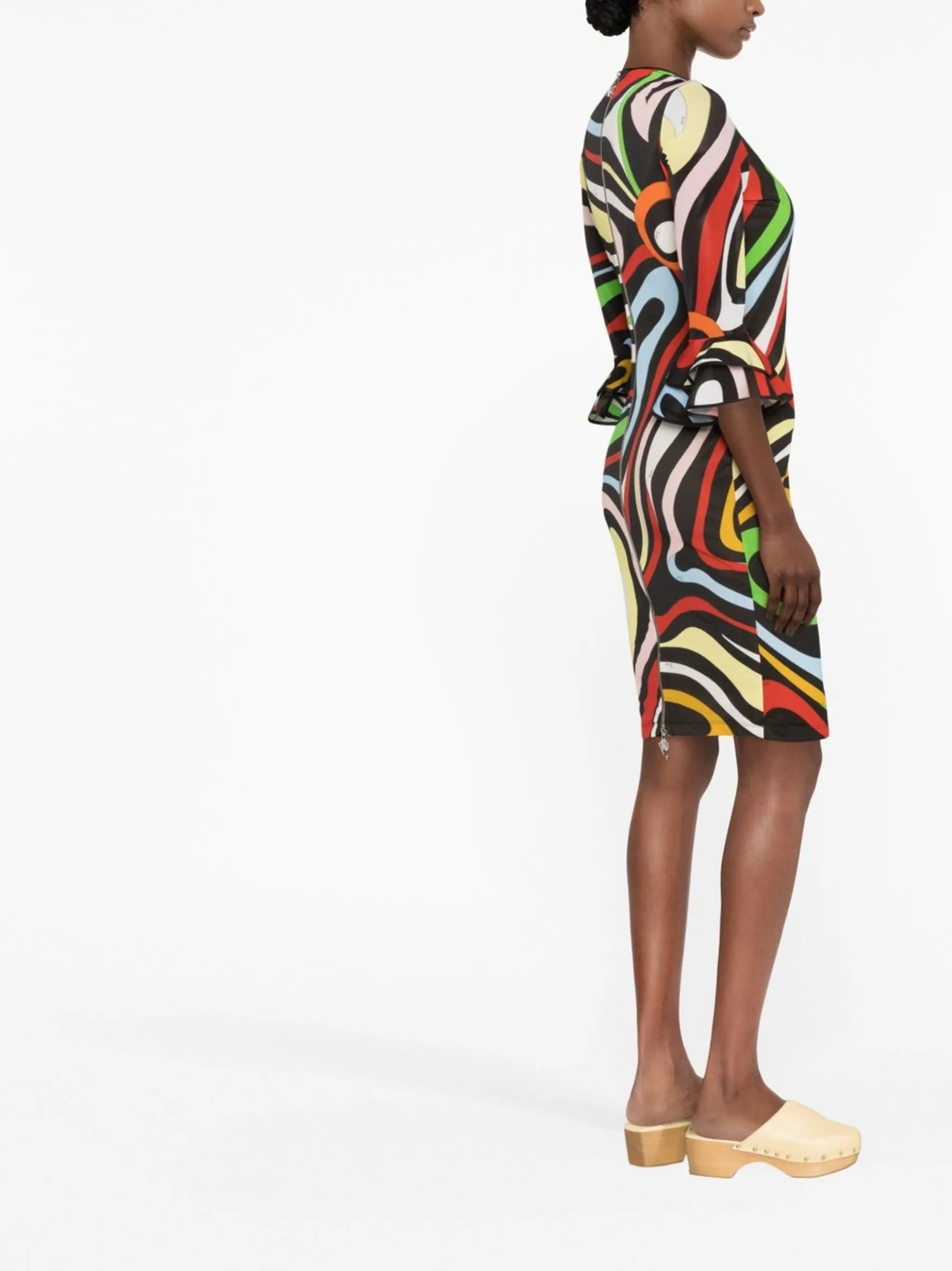 Marmo-print fitted dress